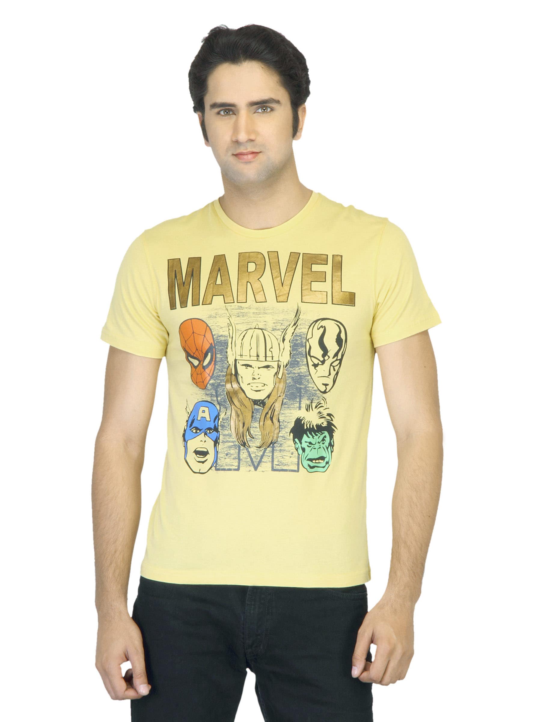 Marvel Men Printed Yellow T-shirt