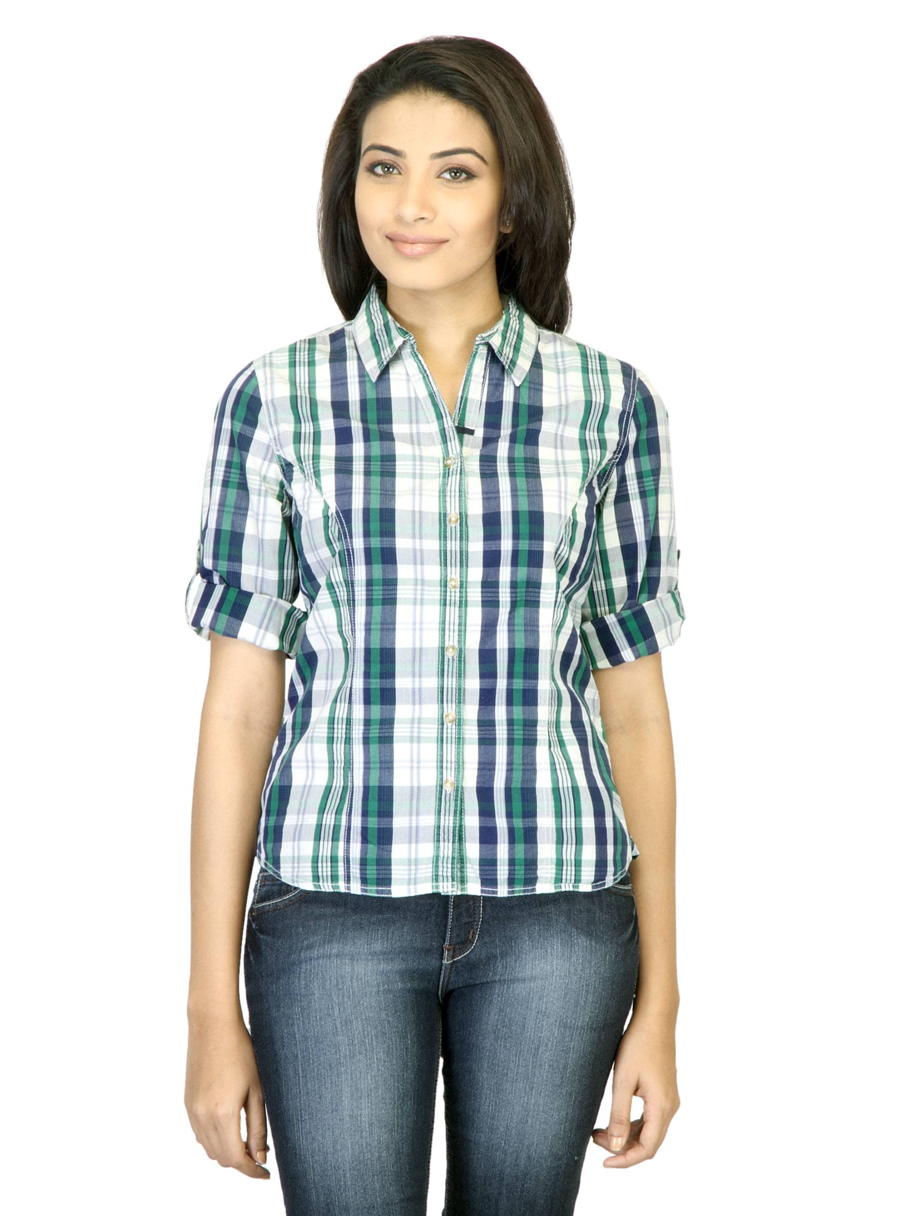 Scullers For Her Check Navy Blue Shirt