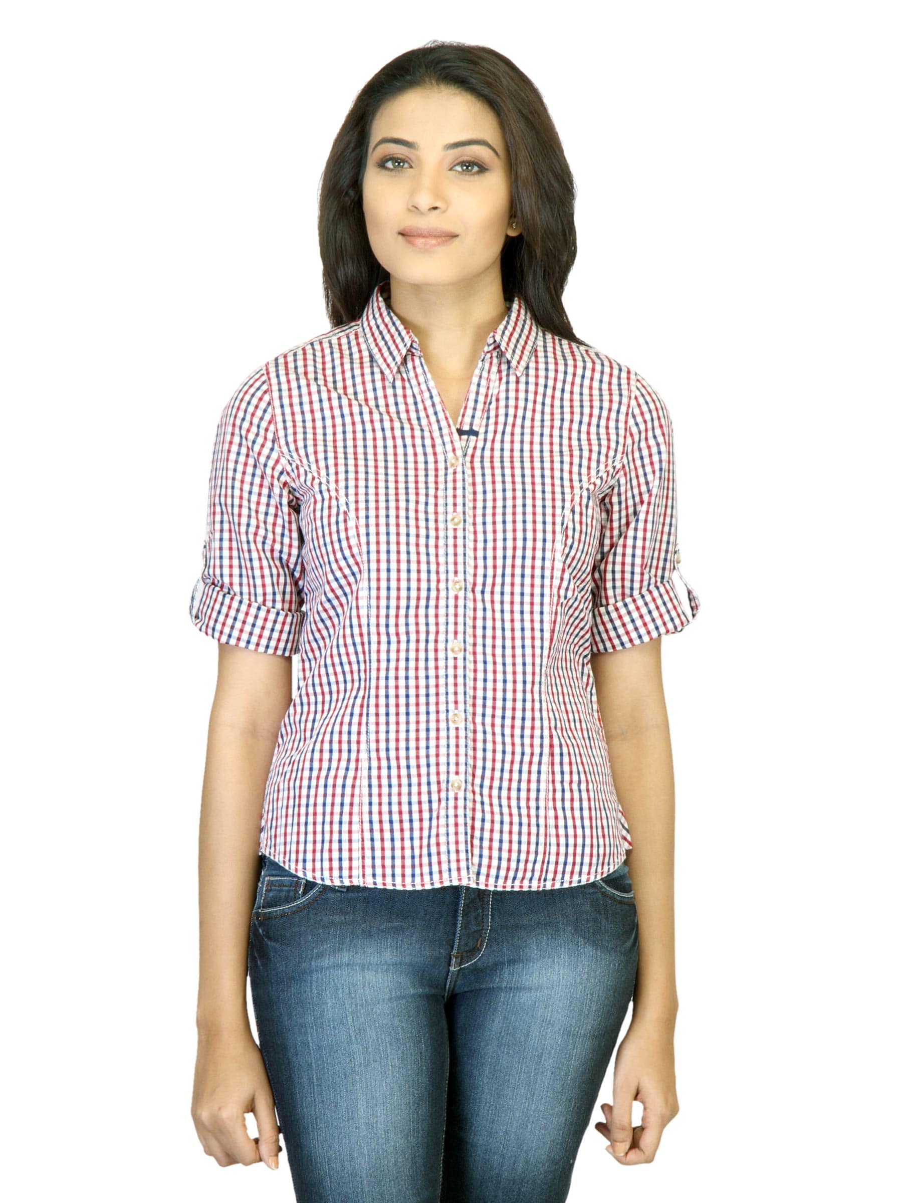 Scullers For Her Check Navy Blue Shirt