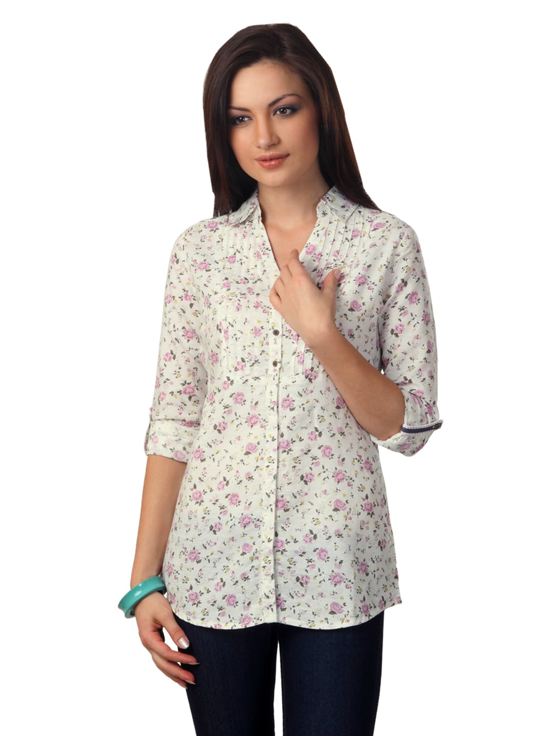 Scullers For Her Women White Printed Shirt