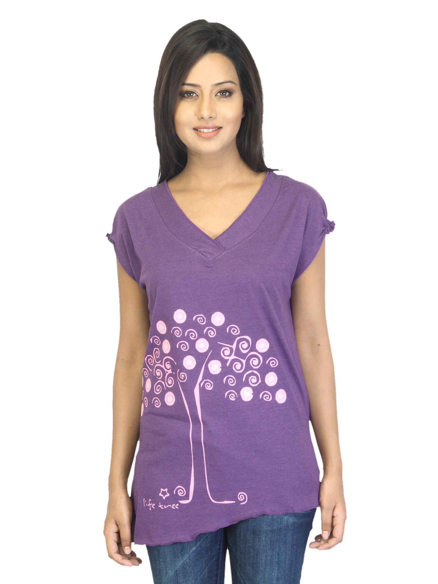 Urban Yoga Women Printed Purple Top