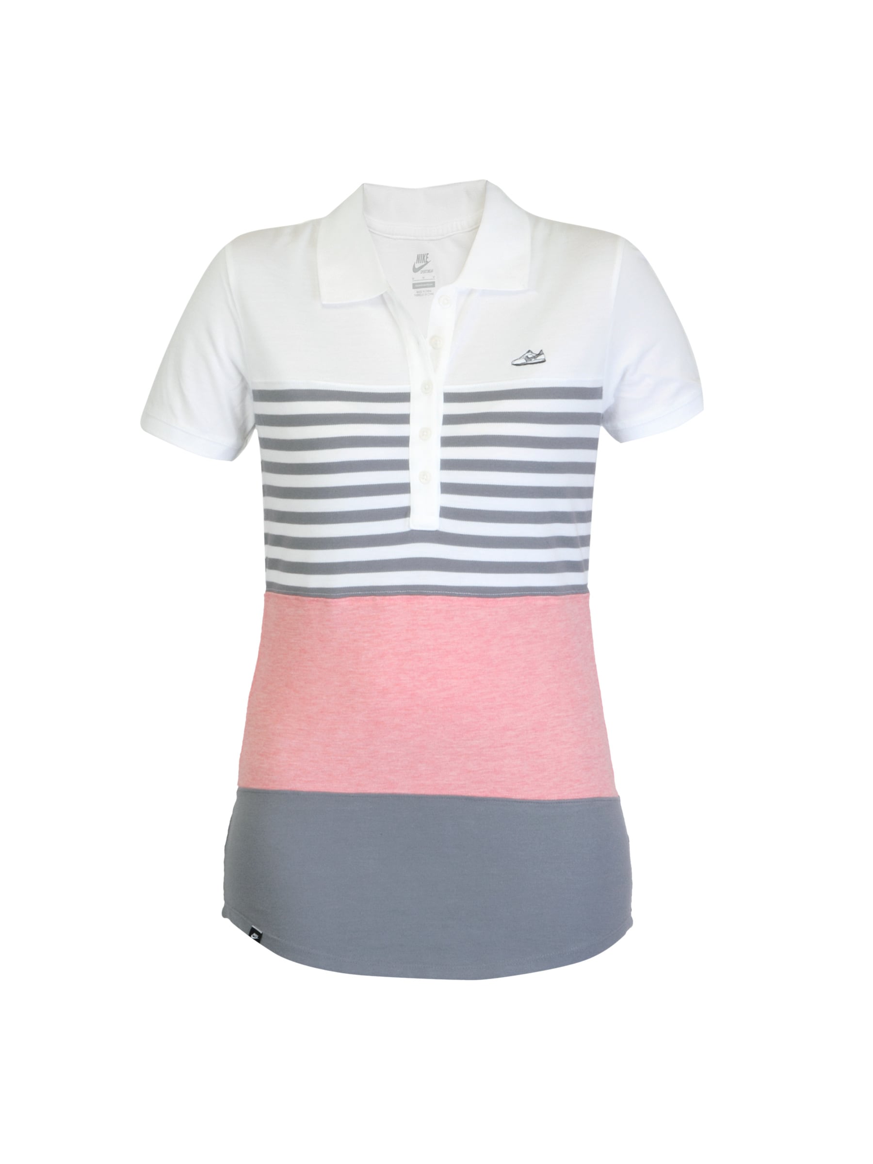 Nike Women Striped Polo White T-shirt