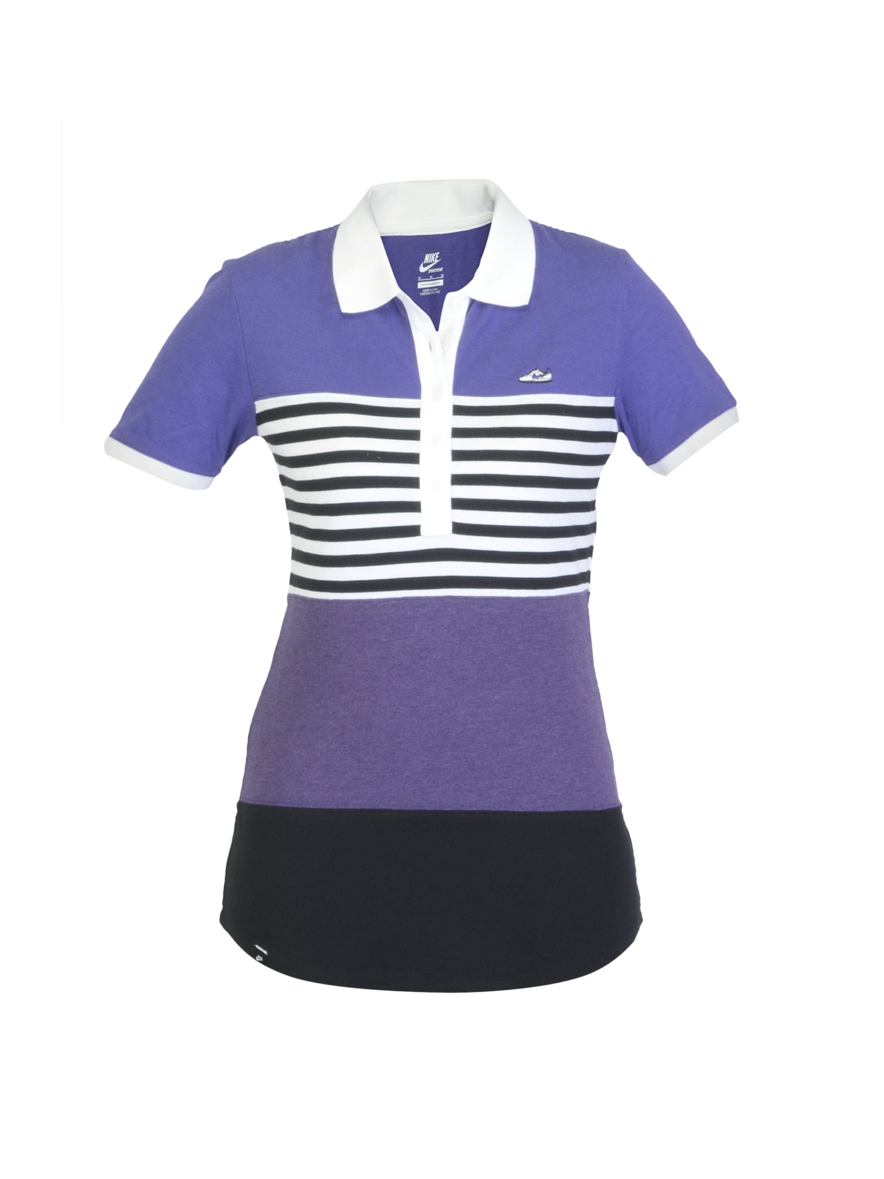 Nike Women Striped Polo Purple T-shirt