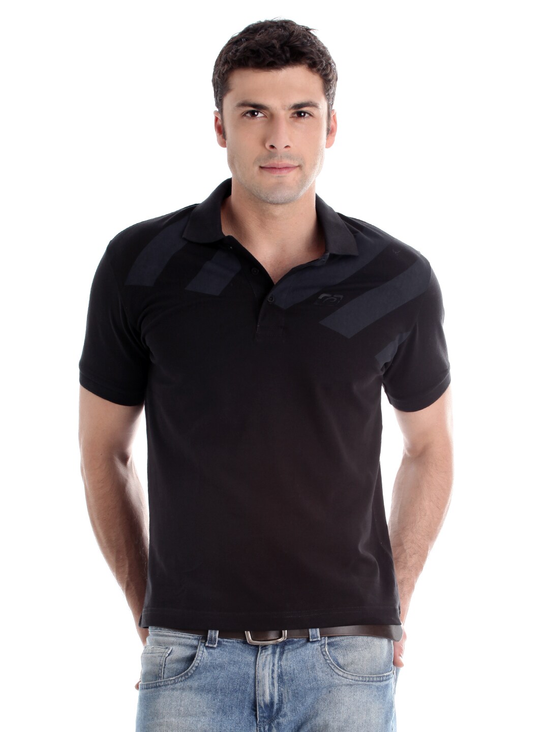 Proline Men Black Polo T-Shirt