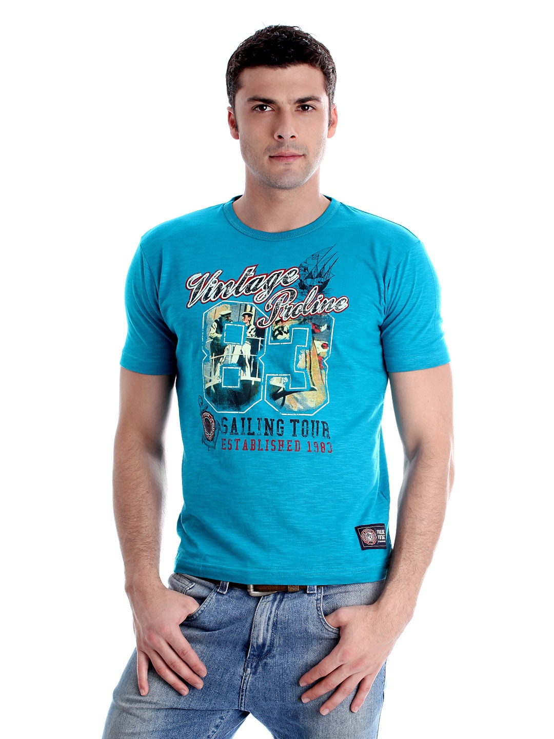 Proline Men Blue Printed T-shirt