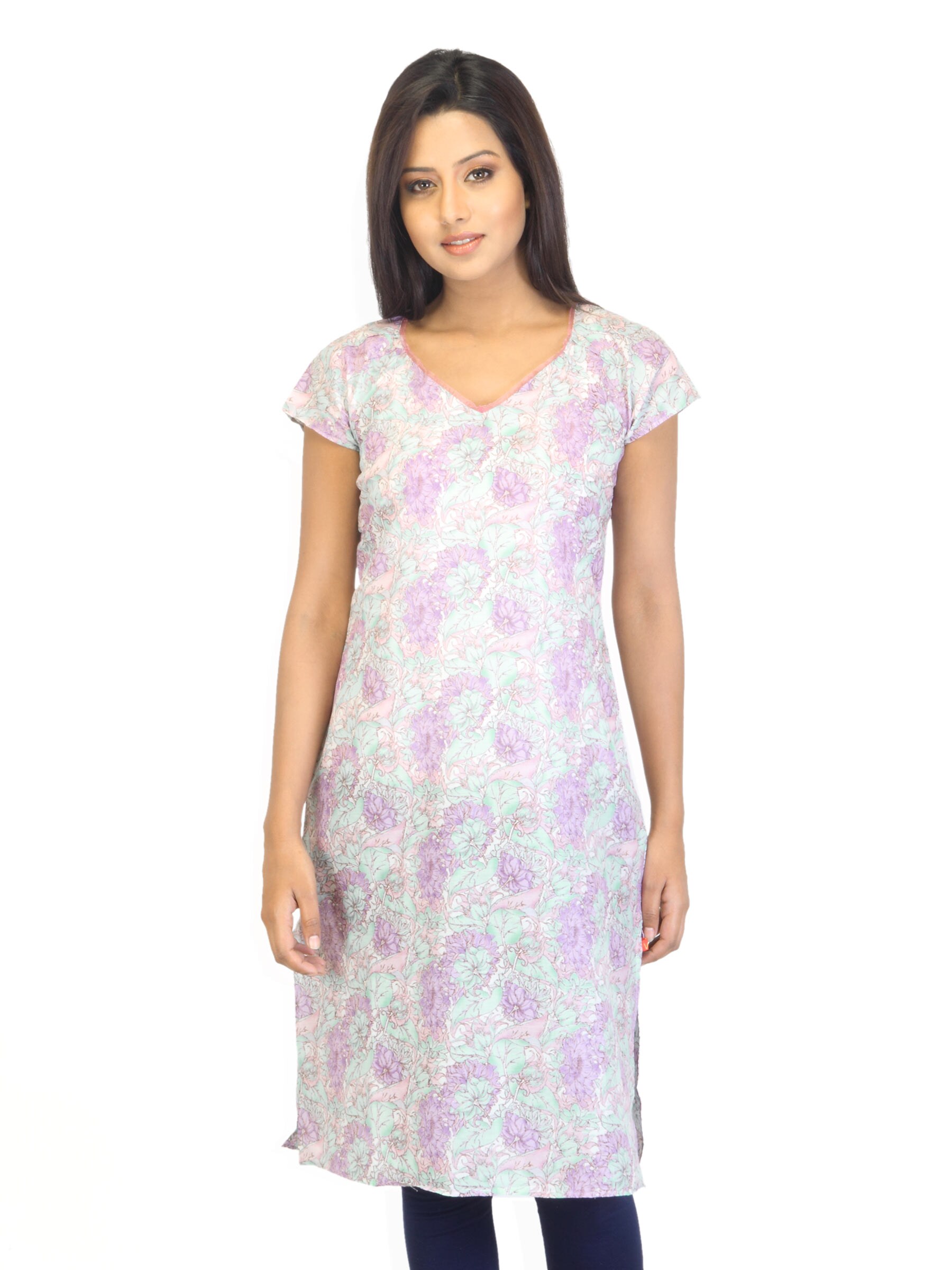 W Women Printed Lavender Kurta