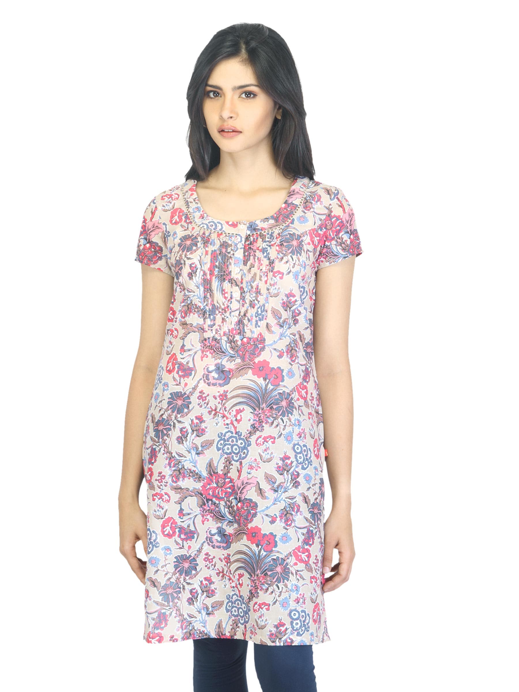 W Women Printed Magenta Kurta