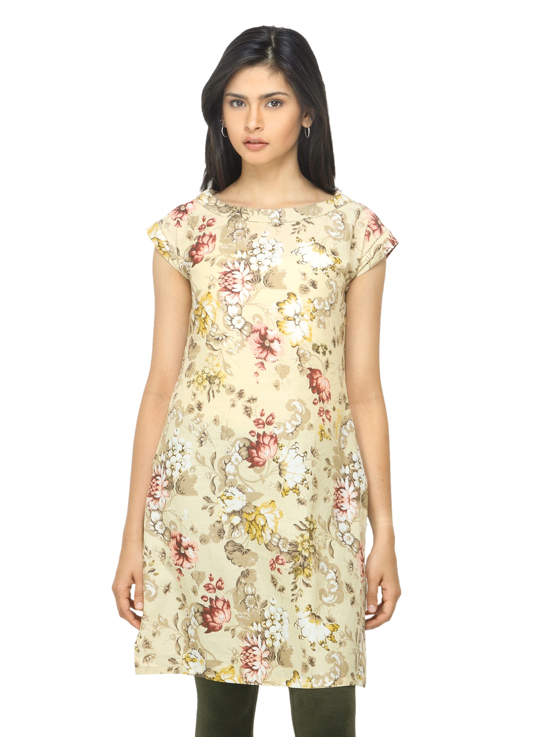 W Women Printed Beige Kurta