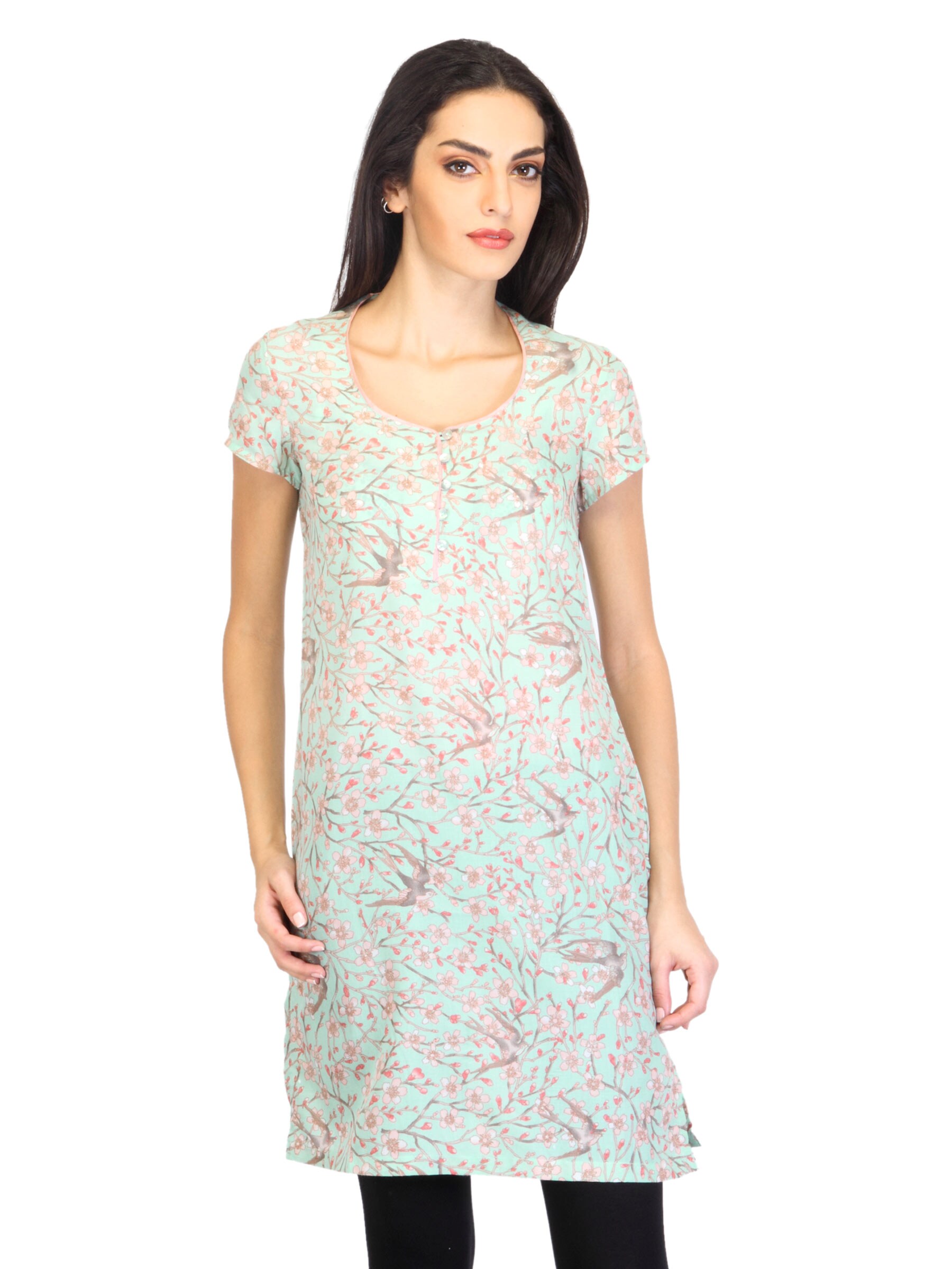 W Women Printed Green Kurta