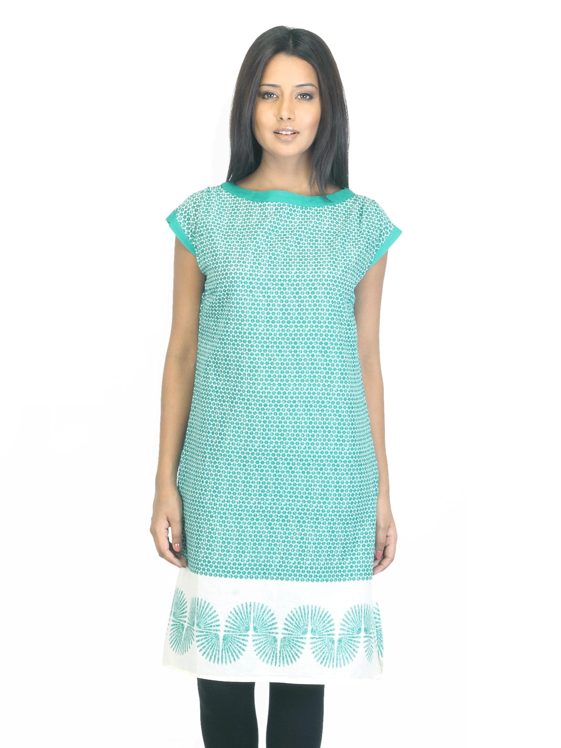 W Women Printed Green Kurta