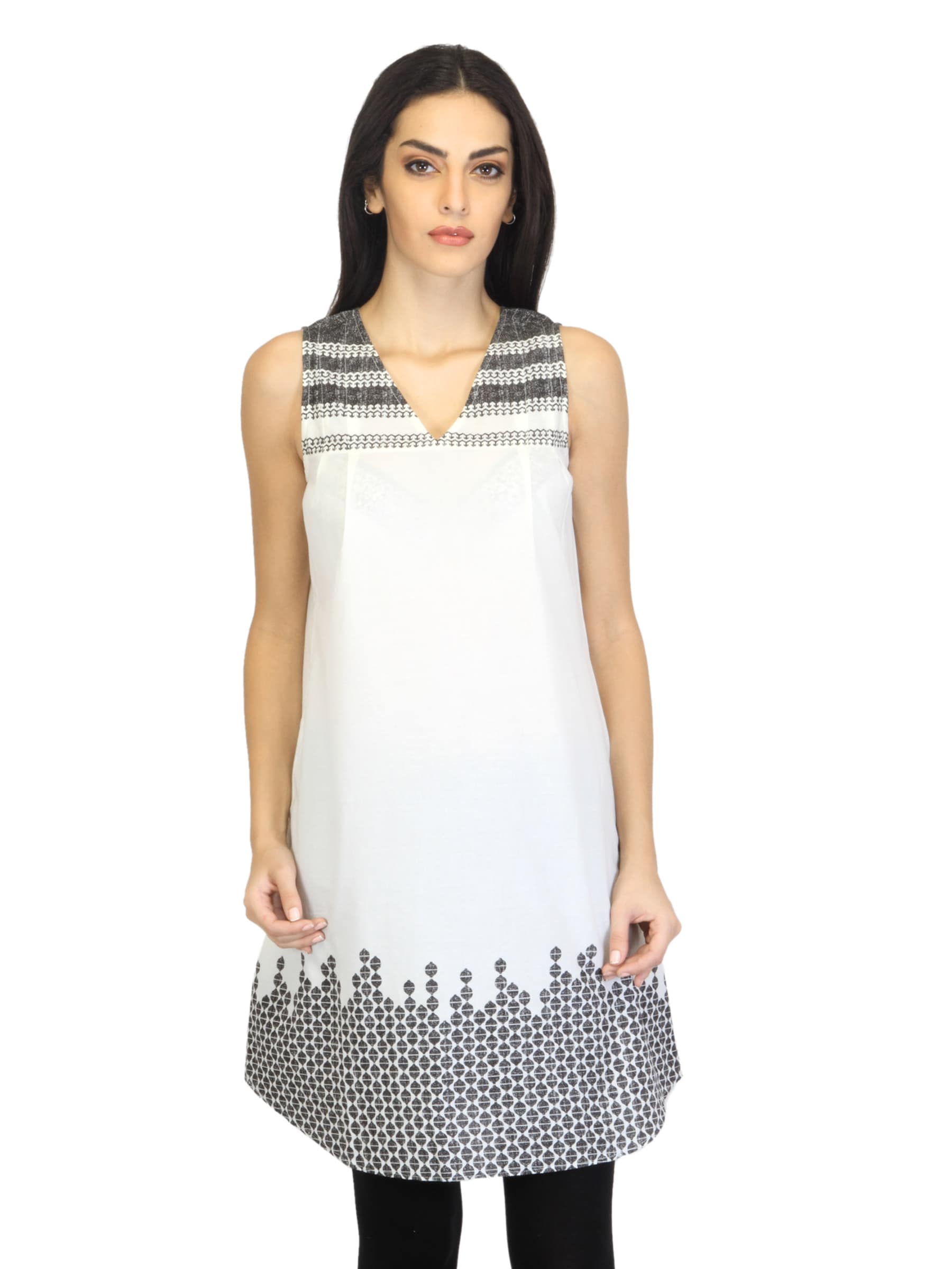 W Women Printed Off White Kurta