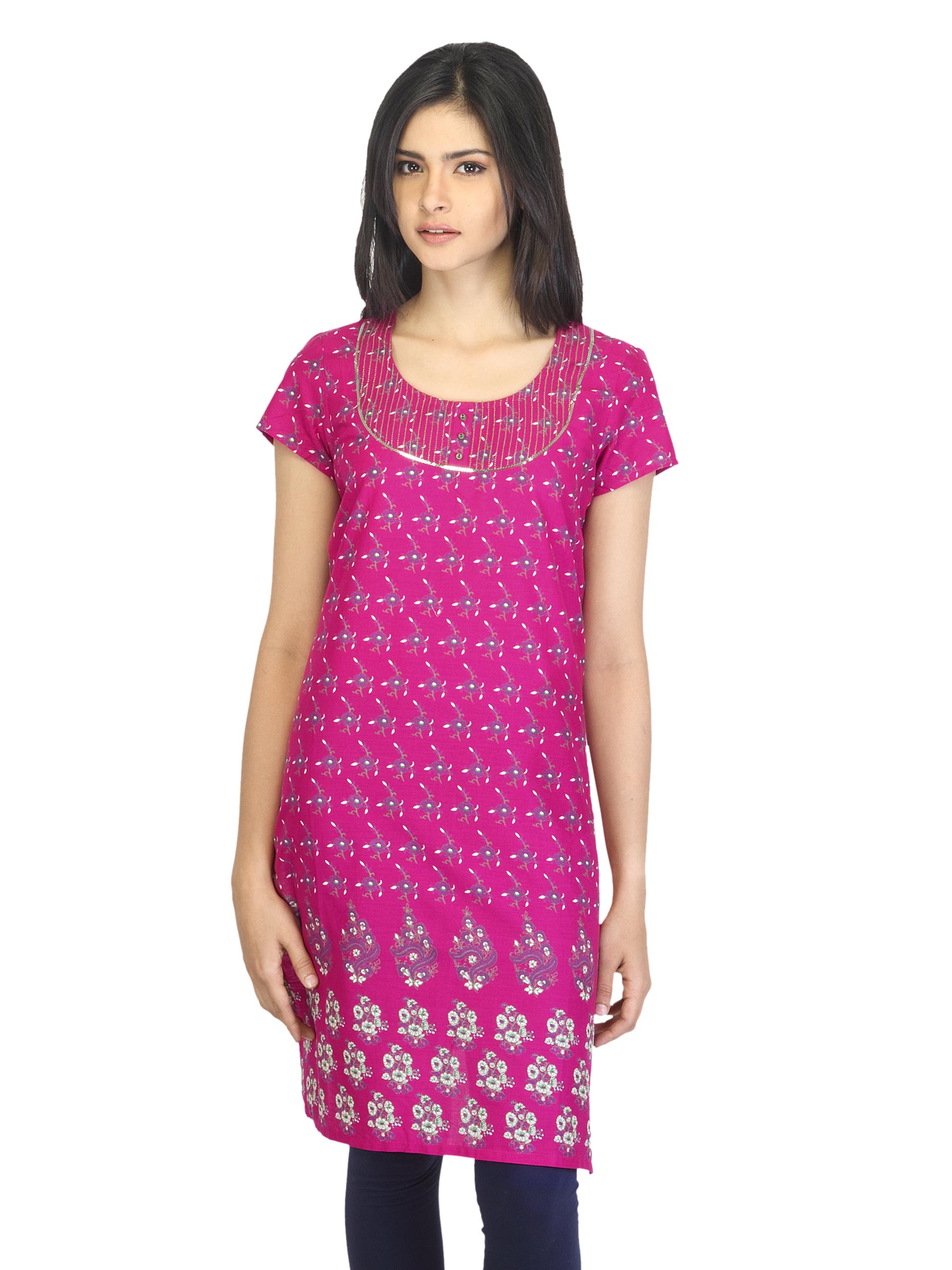 Aurelia Women Printed Magenta Kurta