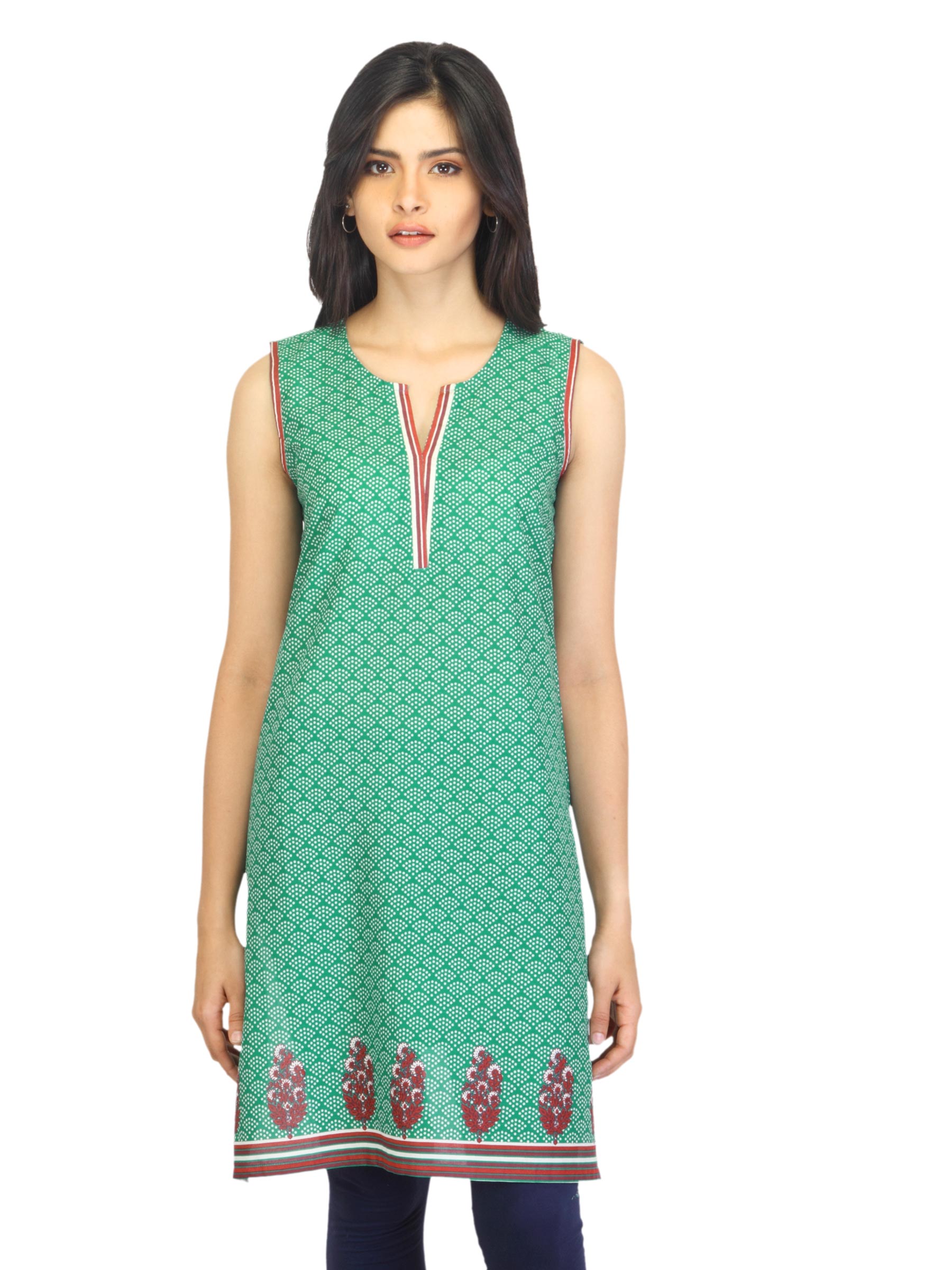 Aurelia Women Printed Green Kurta