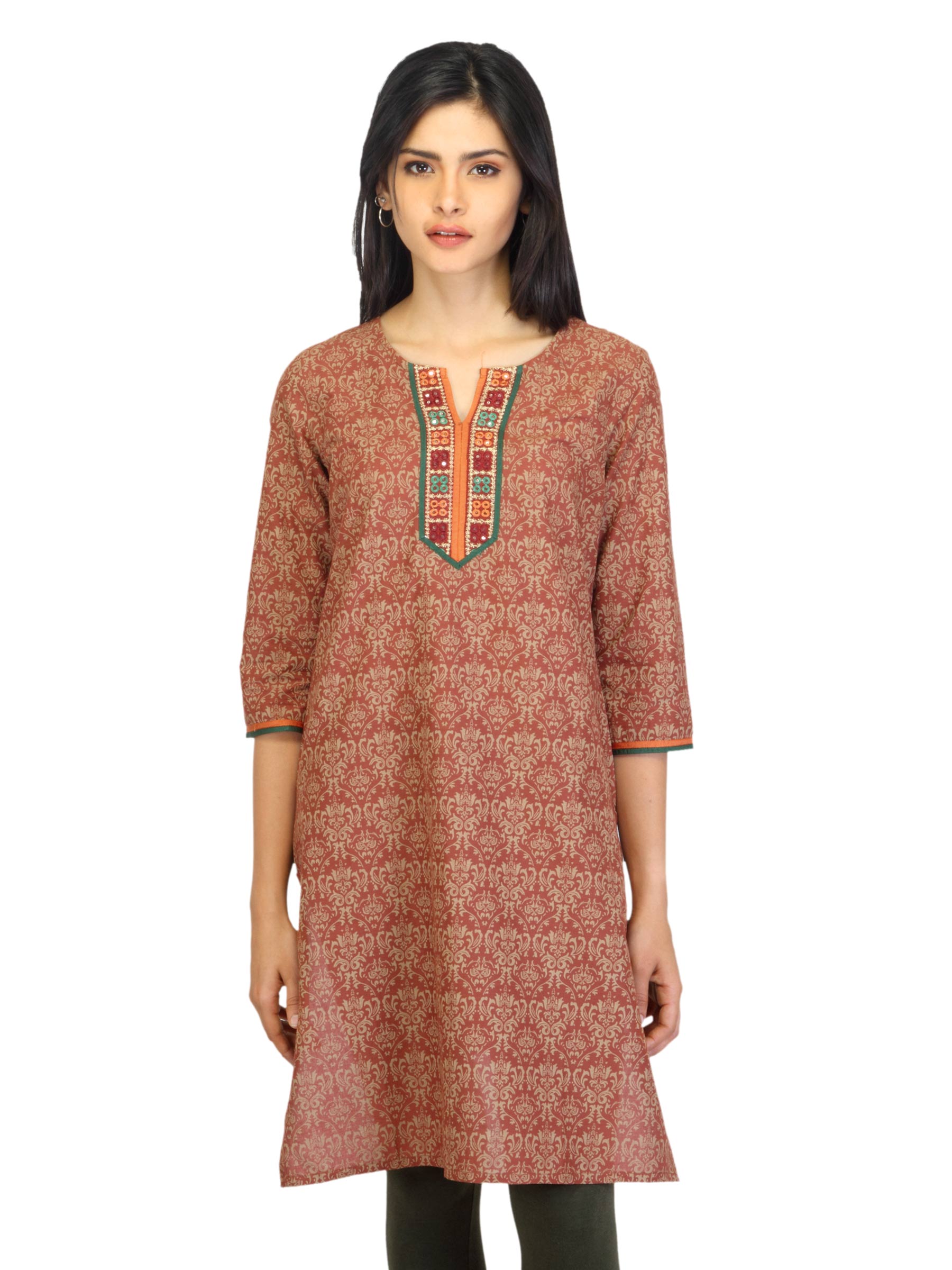 Aurelia Women Printed Brown Kurta