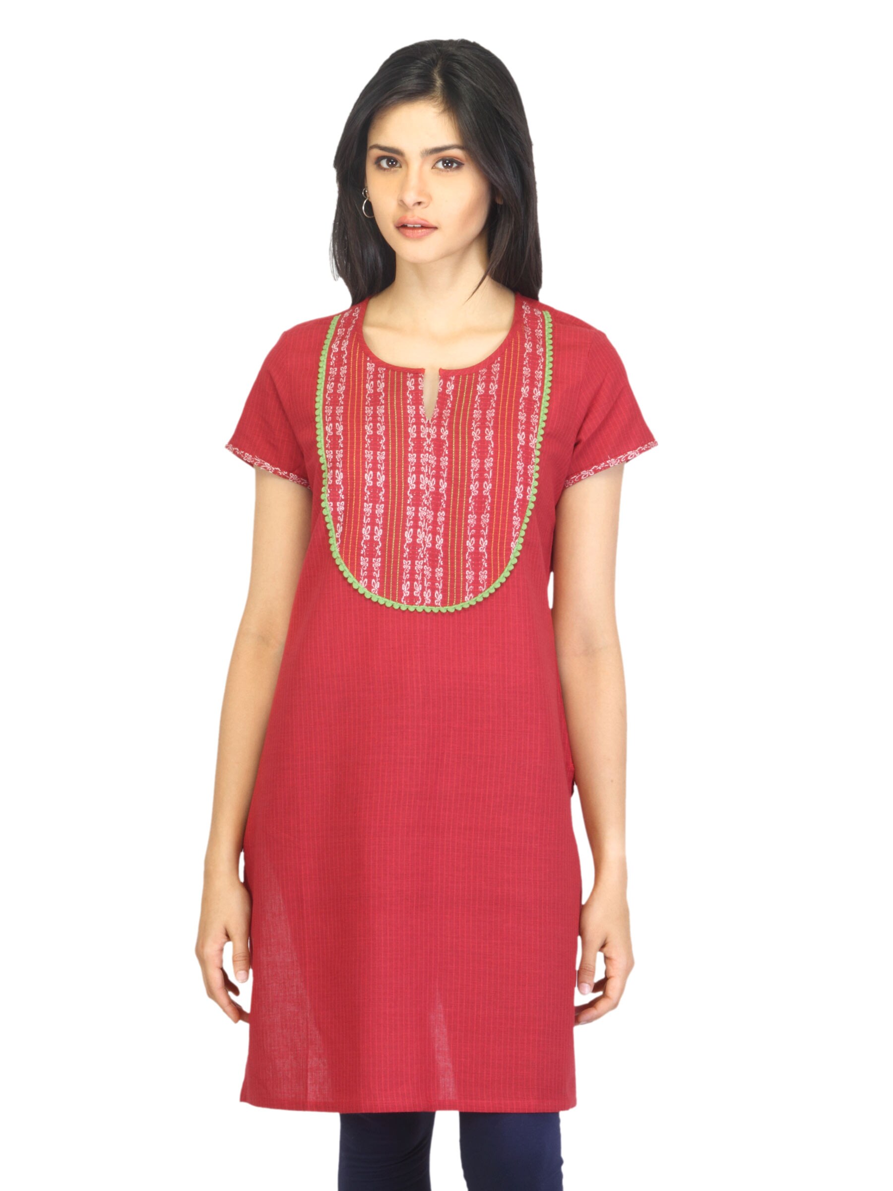 Aurelia Women Striped Red Kurta