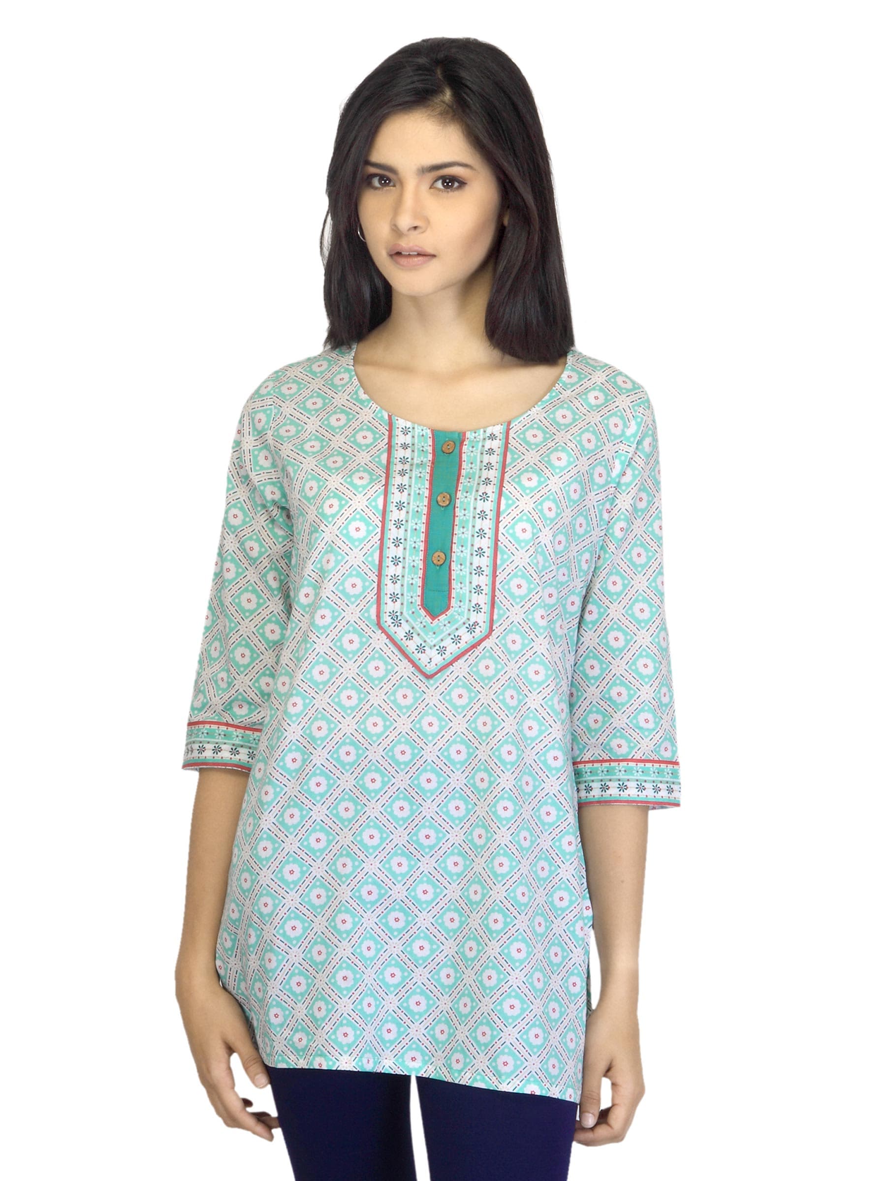 Aurelia Women Printed Green Kurti