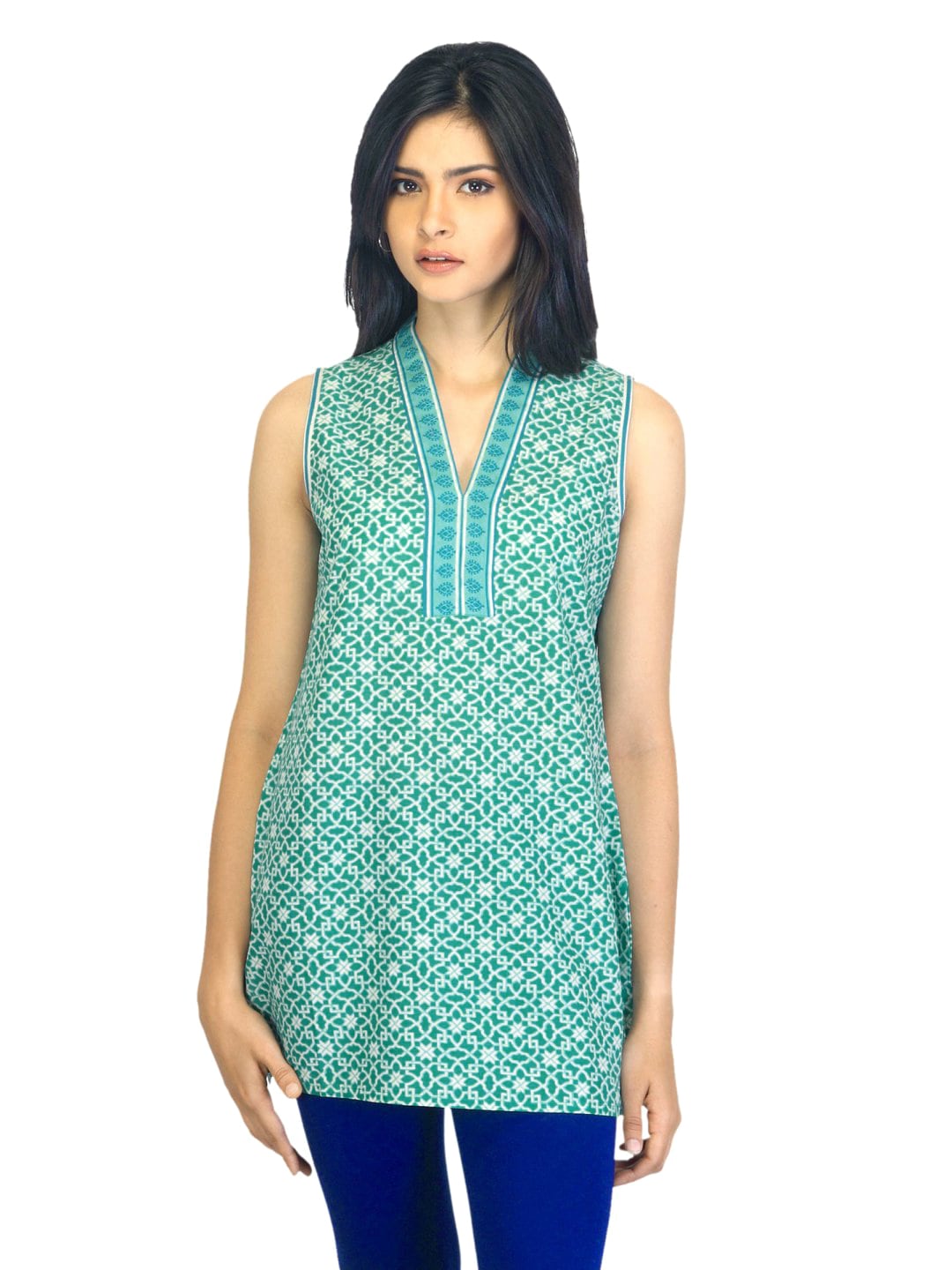 Aurelia Women Printed Blue Kurti