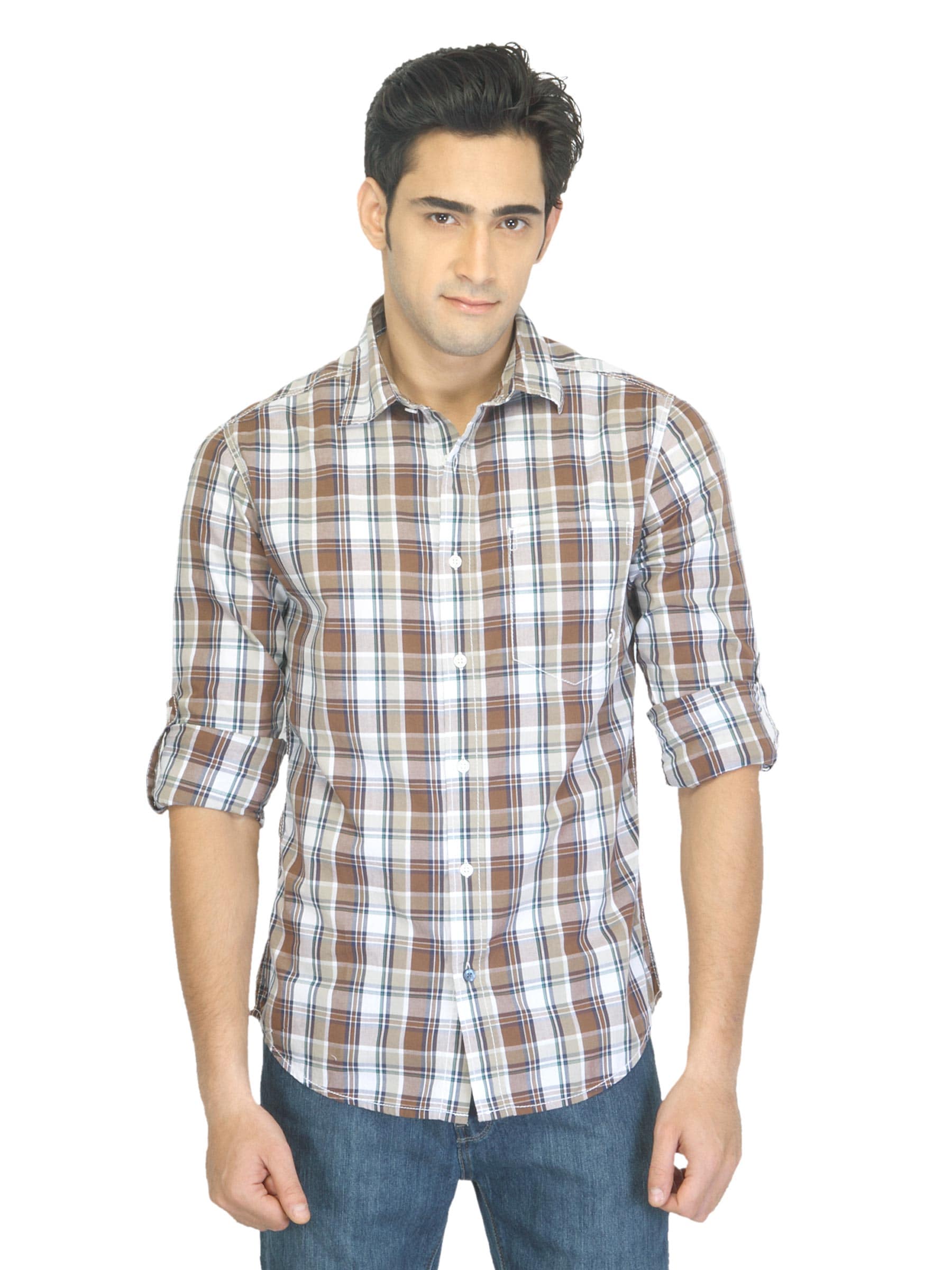 Denizen Men Check Brown Shirt