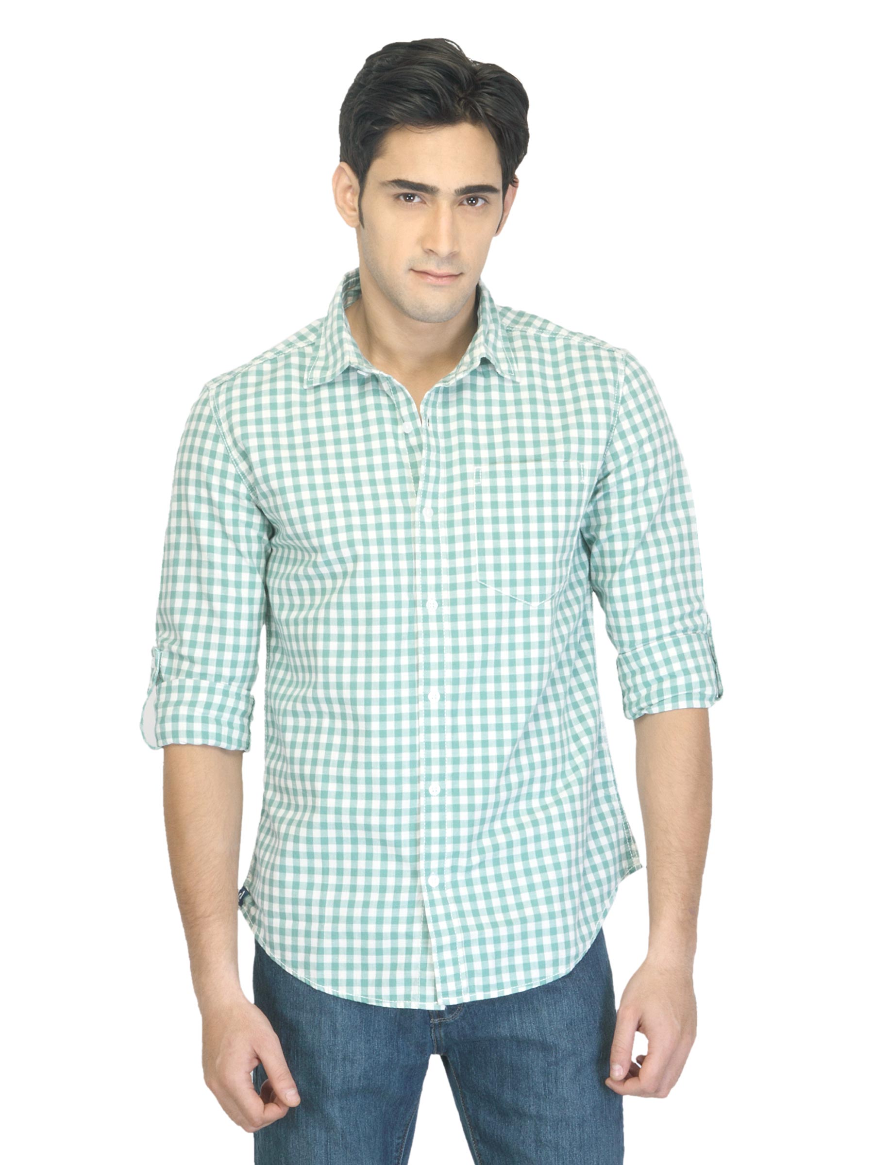 Denizen Men Check Green Shirt