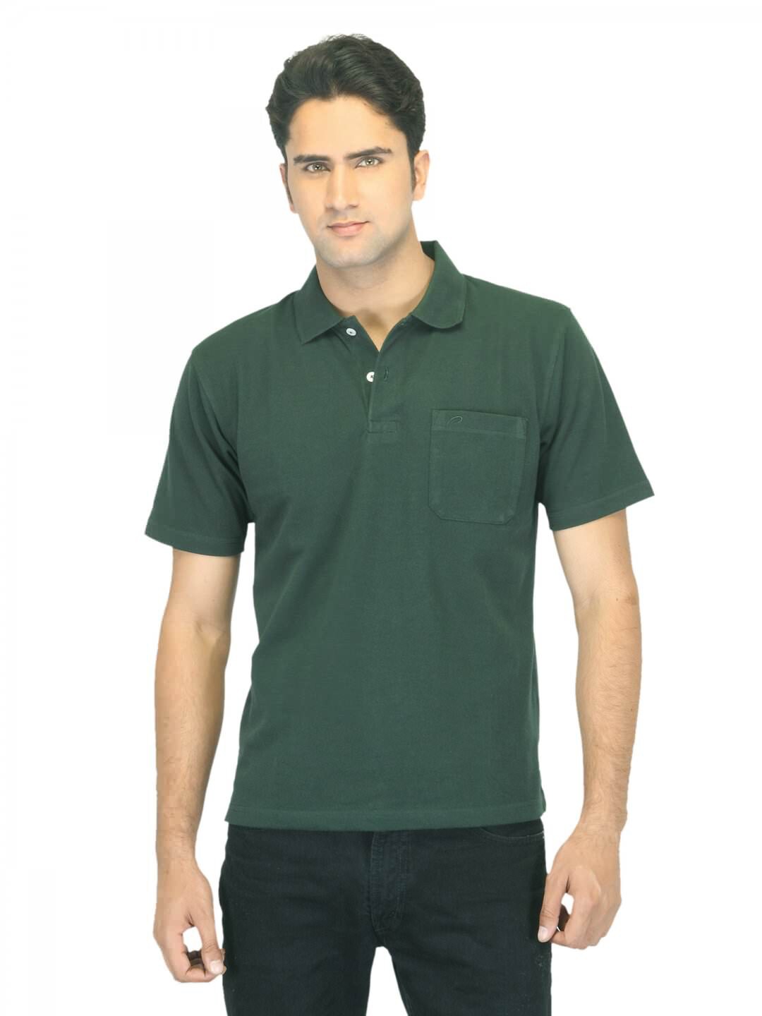 Proline Men Green Polo T-shirt