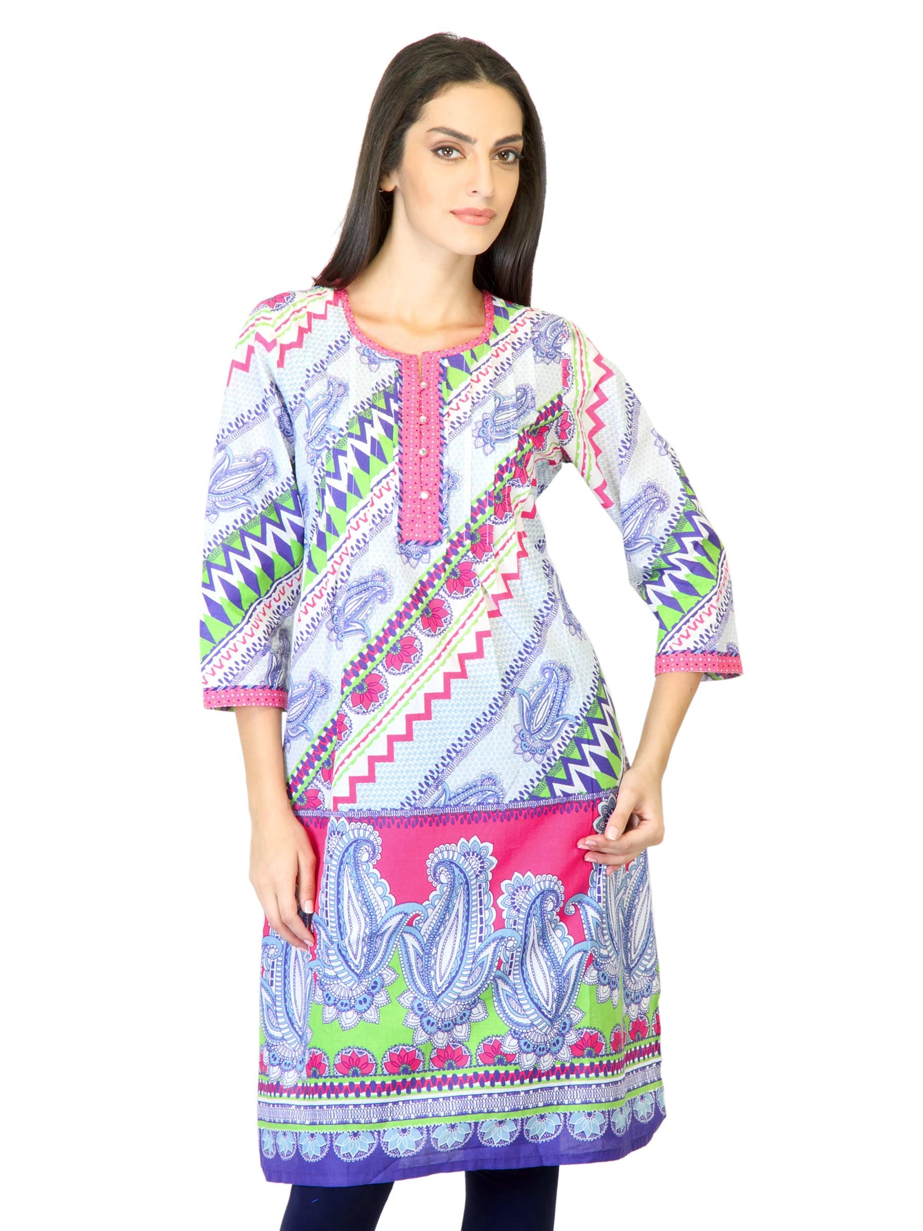 BIBA Women Printed Blue Kurta