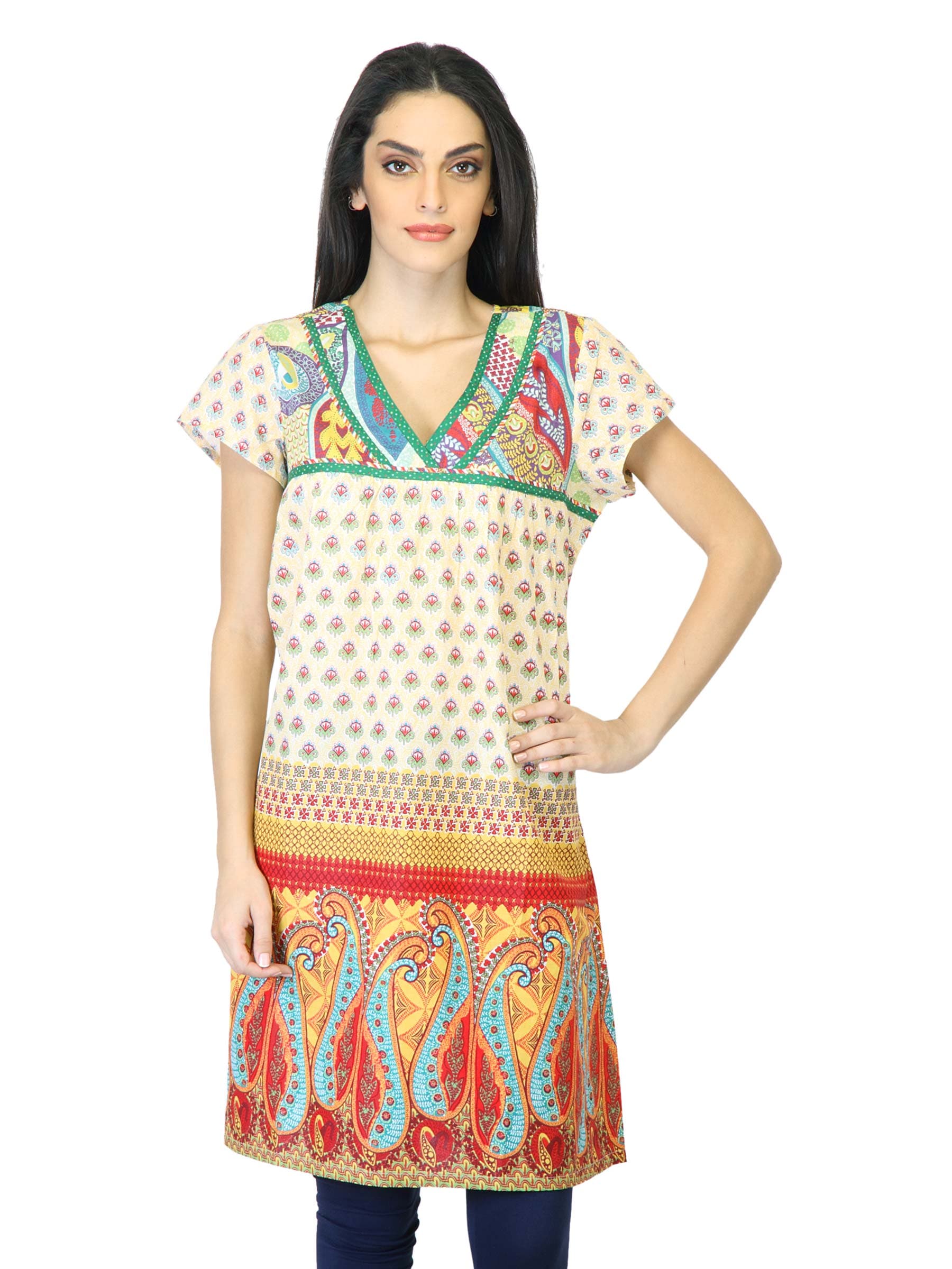 BIBA Women Printed Yellow Kurta