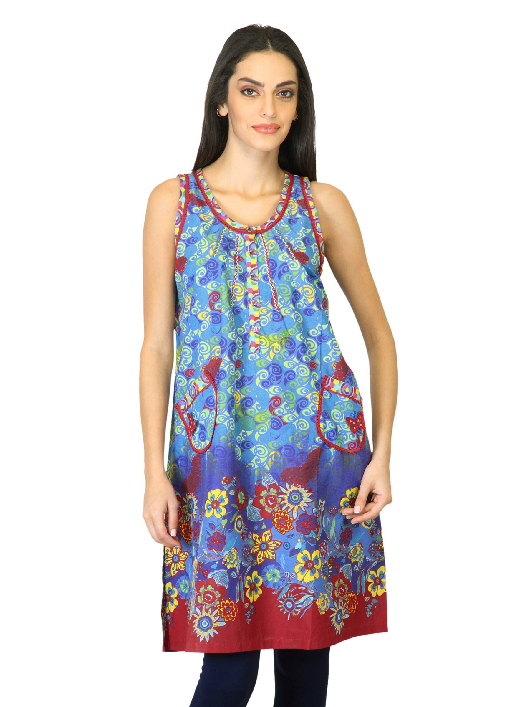 BIBA Women Printed Blue Kurta