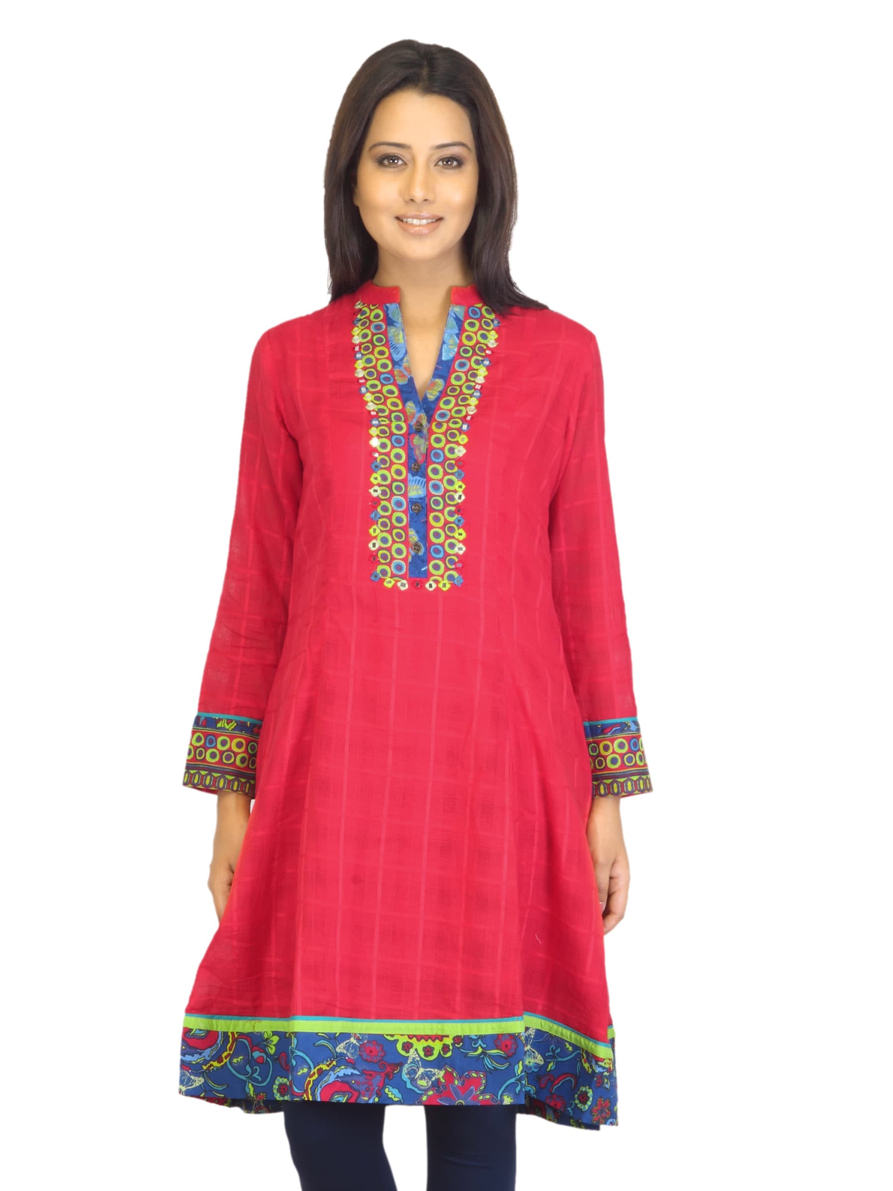 BIBA Women Printed Red Kurta