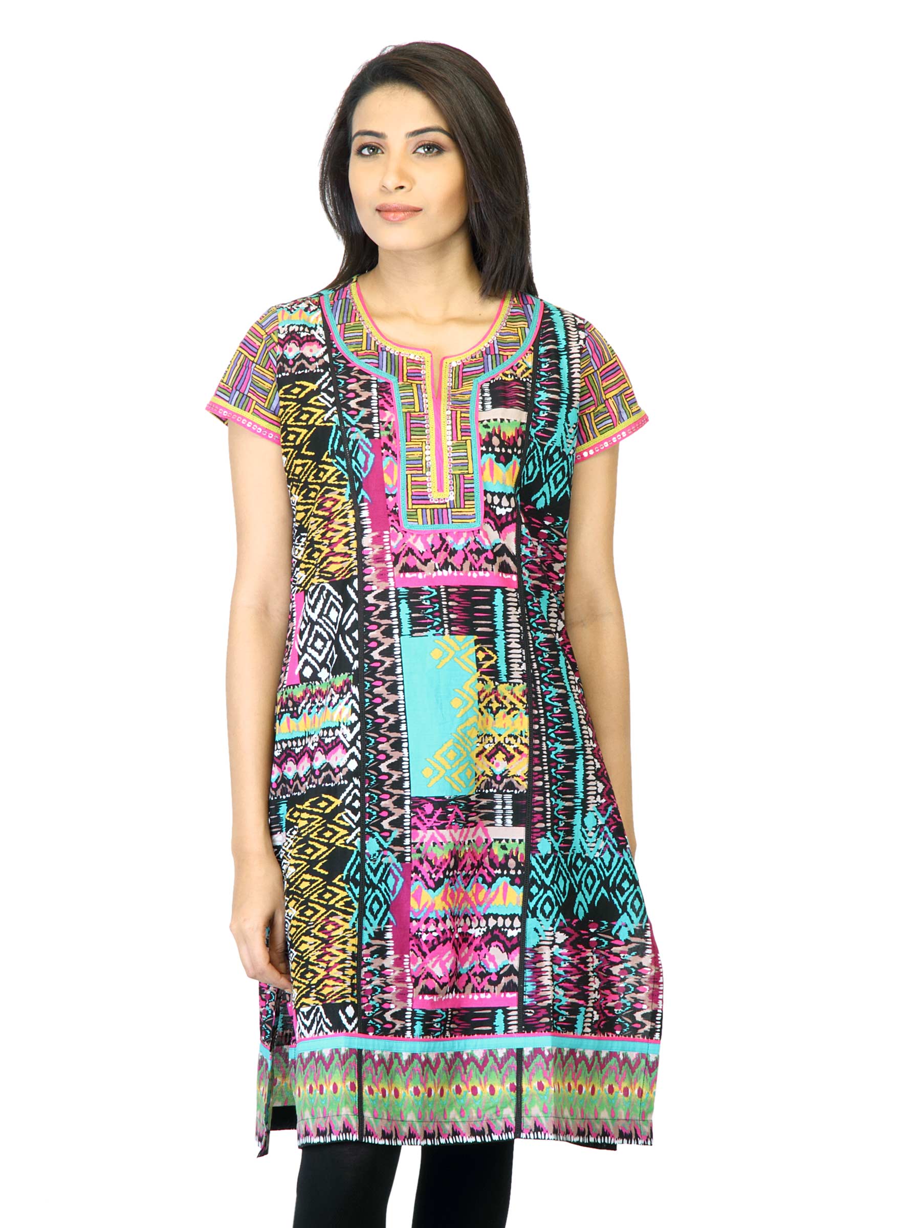 BIBA Women Printed Black Kurta