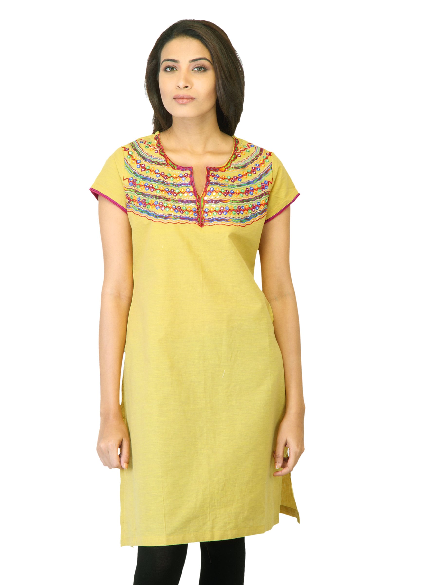 BIBA Women Yellow Kurta