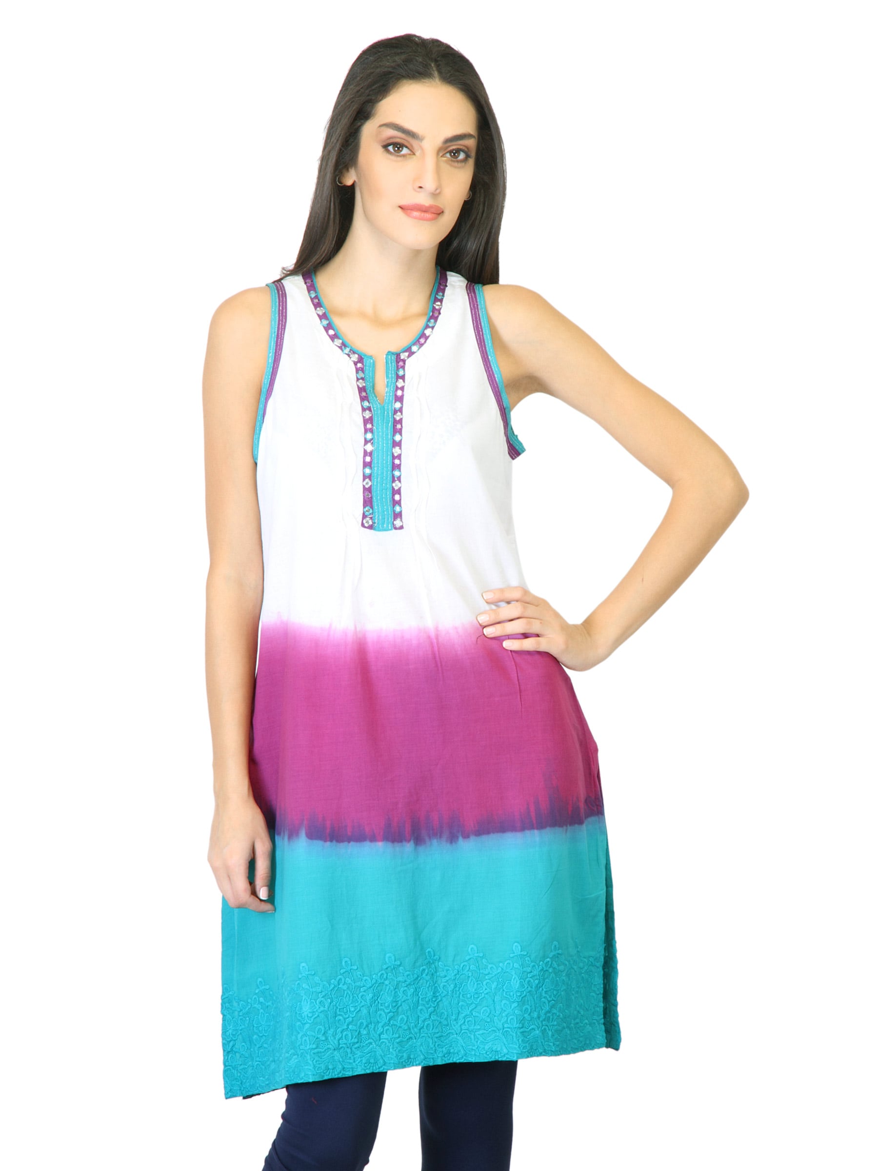 BIBA Women Dyed White Kurta