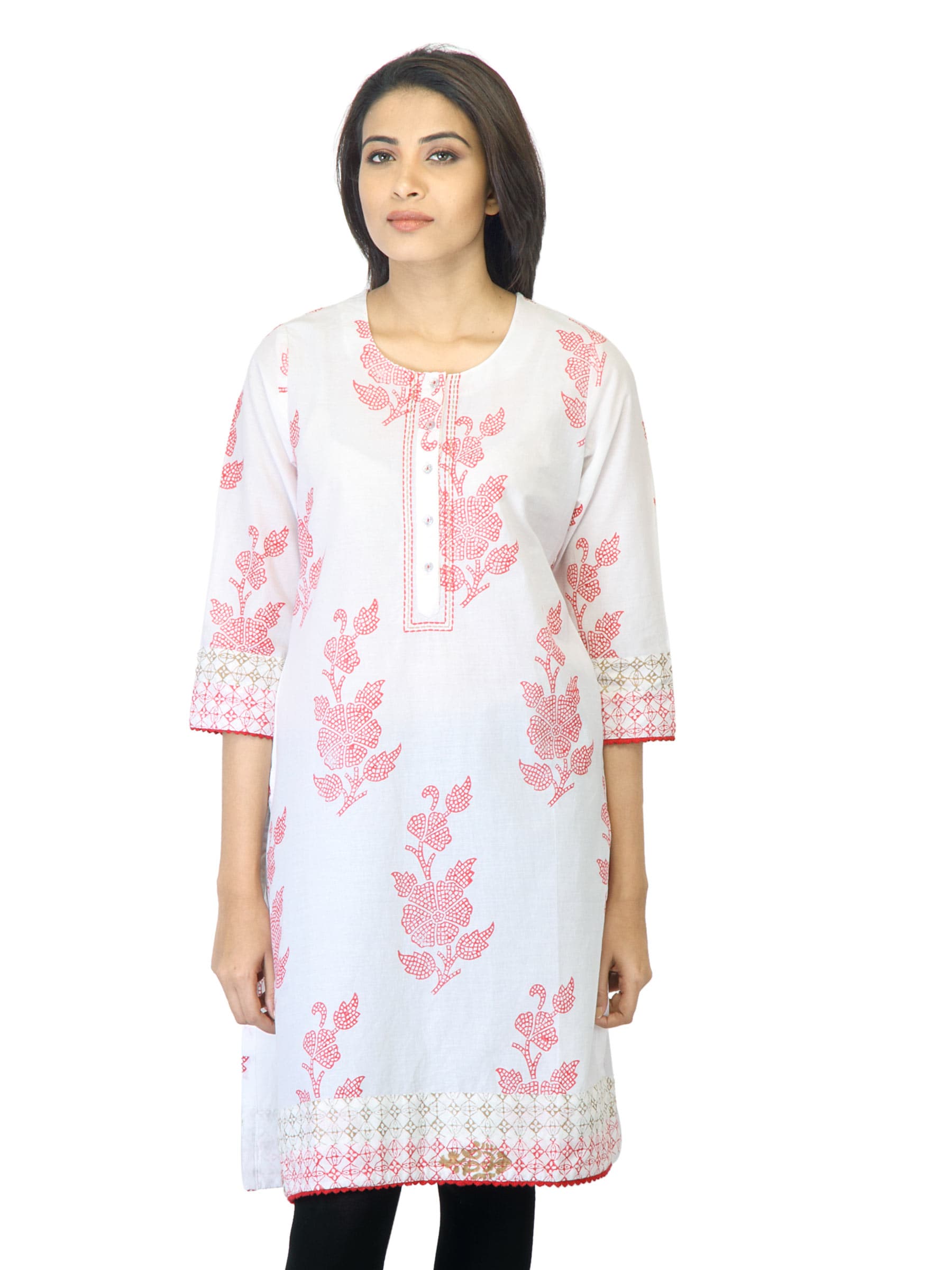 BIBA Women Printed White Kurta