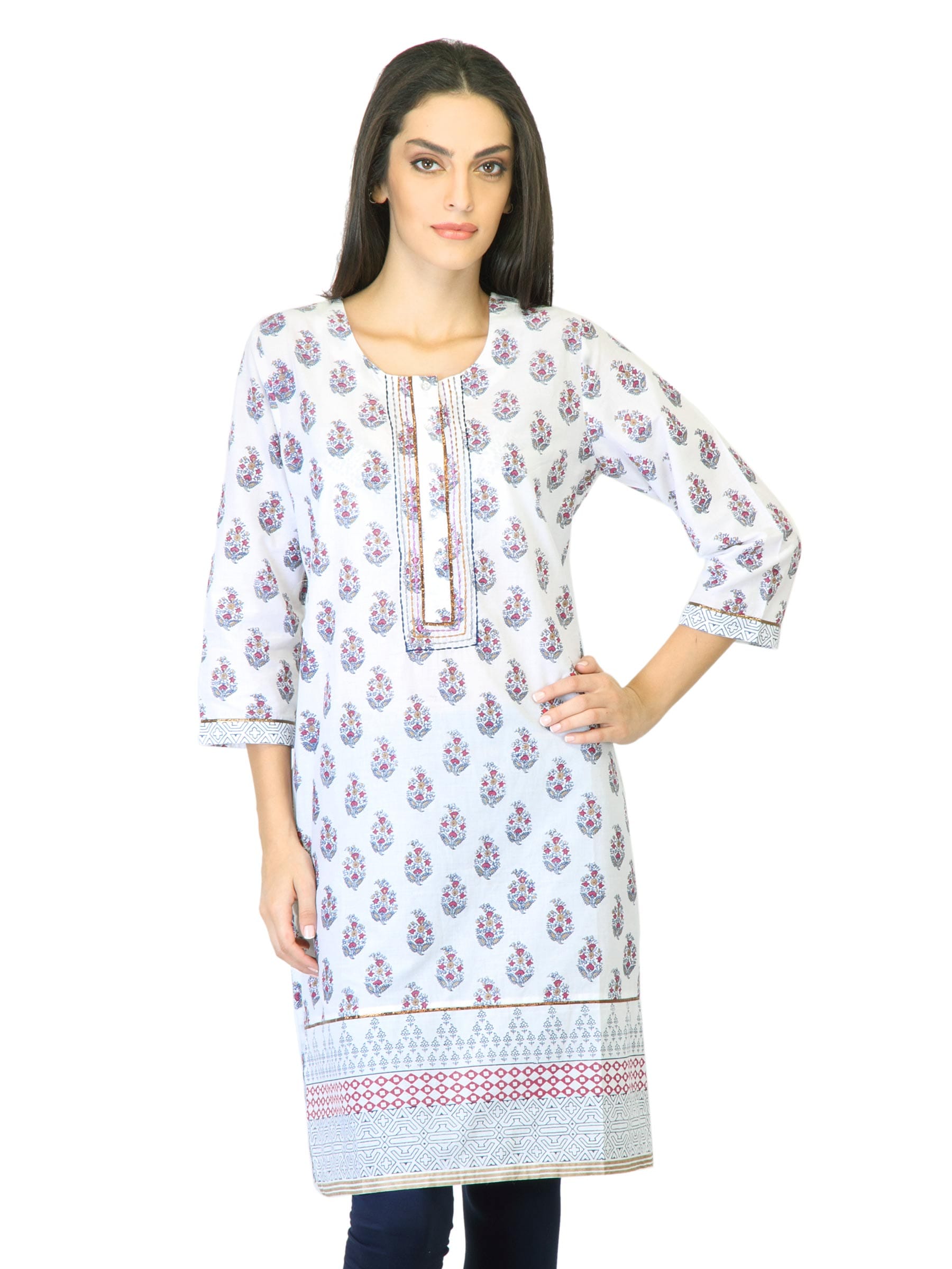 BIBA Women Printed White Kurta