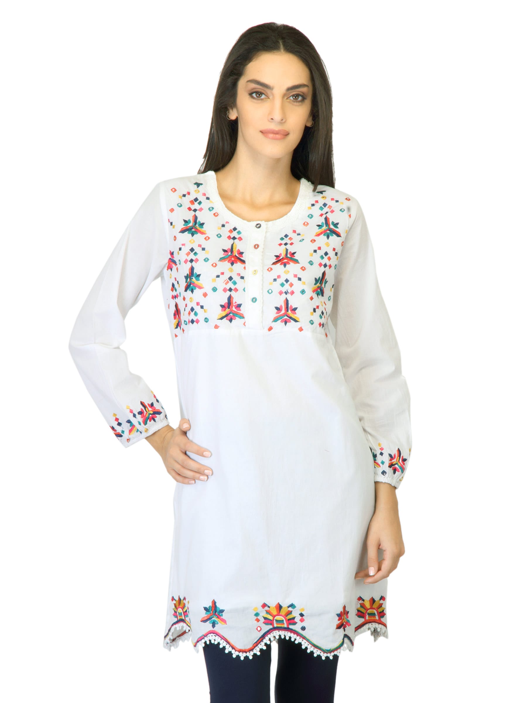 BIBA Women White Kurta