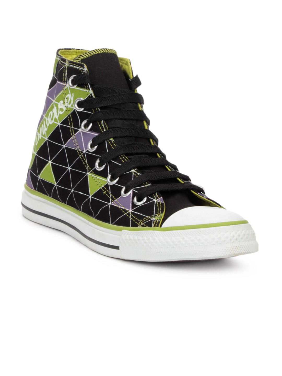 Converse Unisex Printed Black & Green Shoes