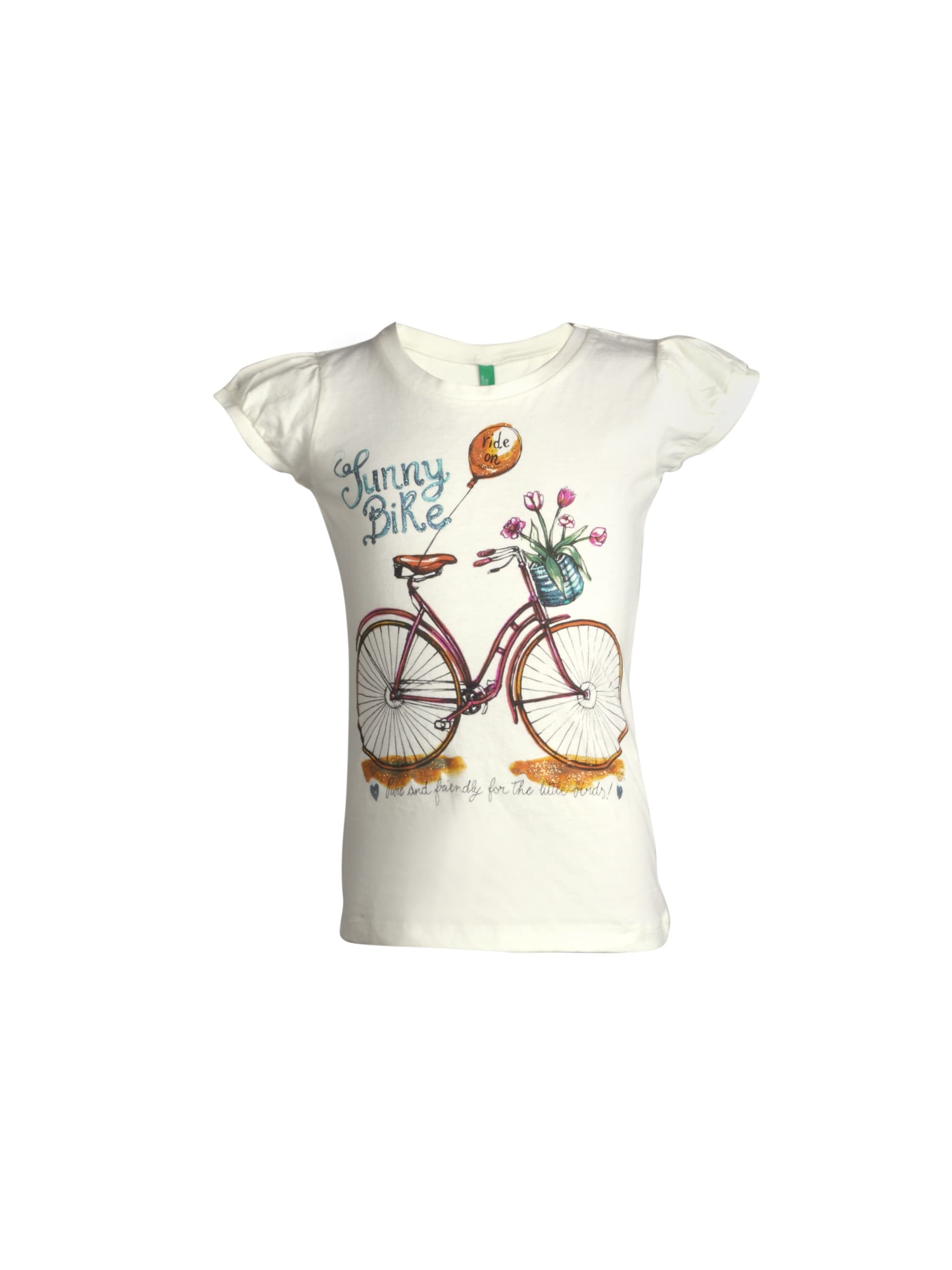 United Colors of Benetton Girls Printed Off White Top