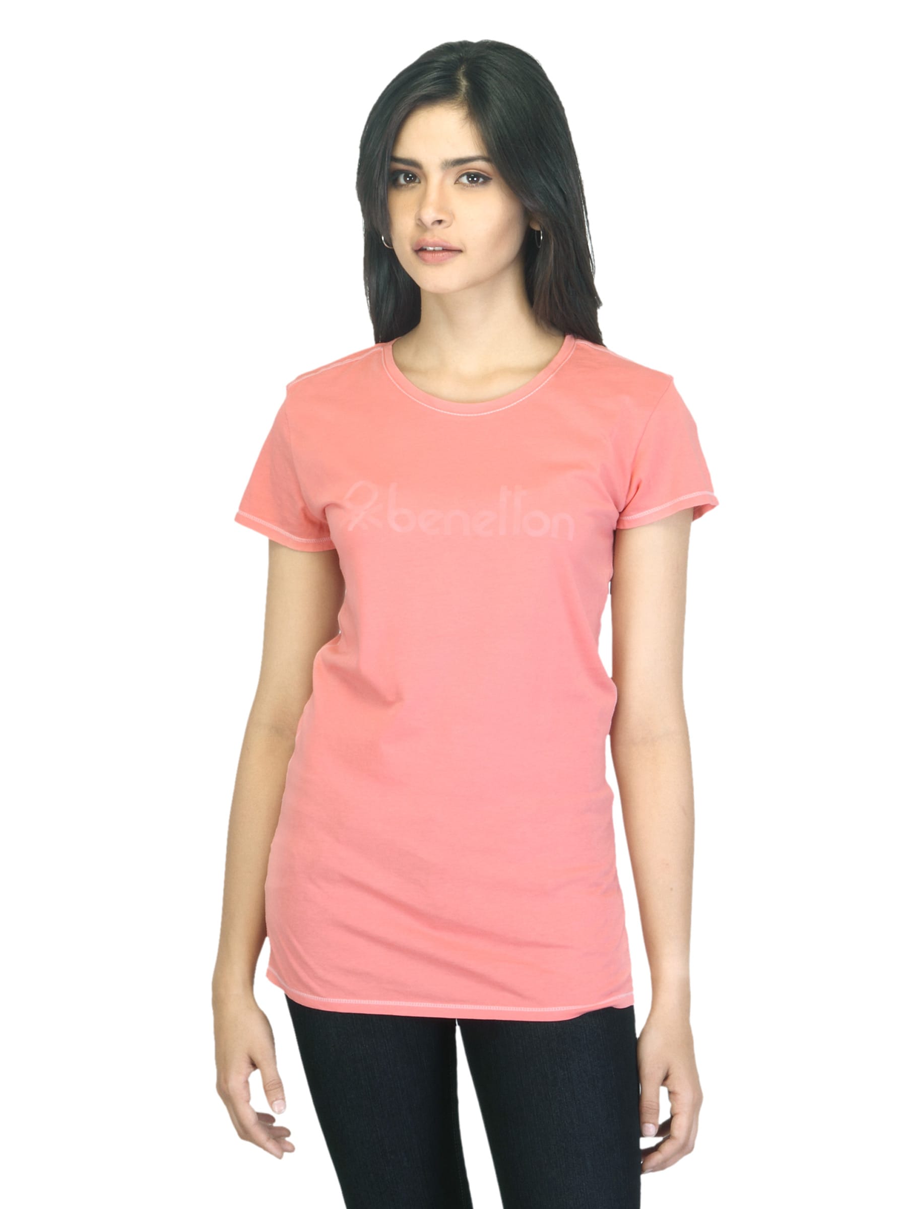 United Colors of Benetton Women Peach T-shirt