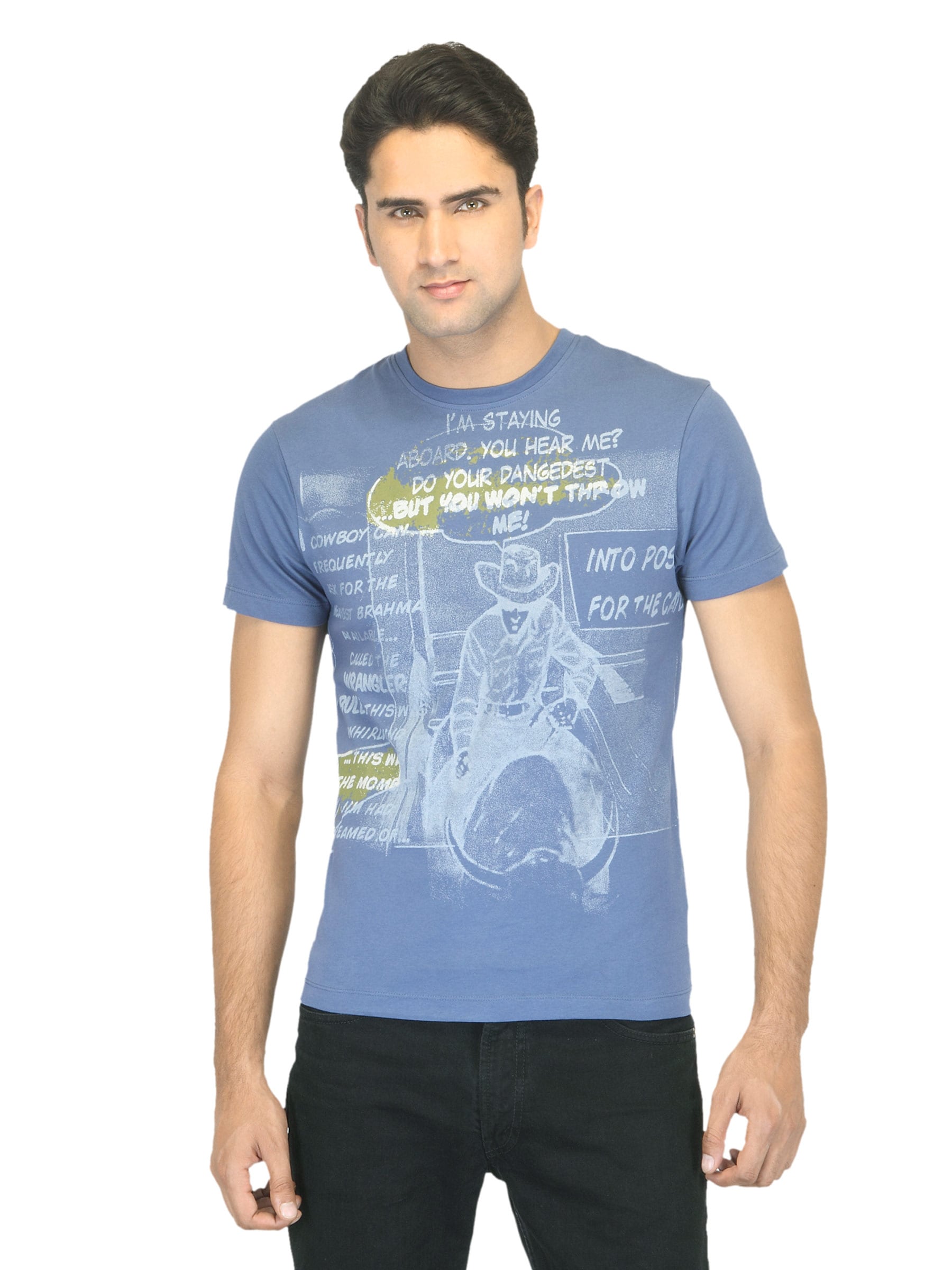 Wrangler Men Bull Rider Blue T-shirt