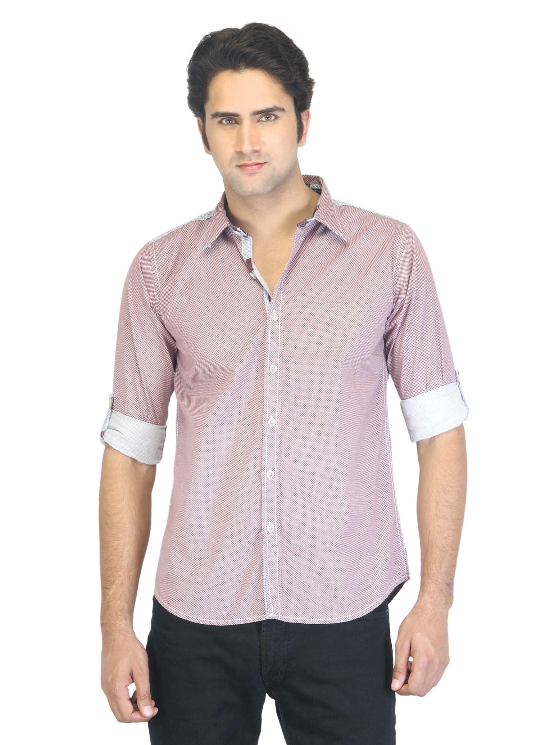 Probase Men Check Maroon Shirt