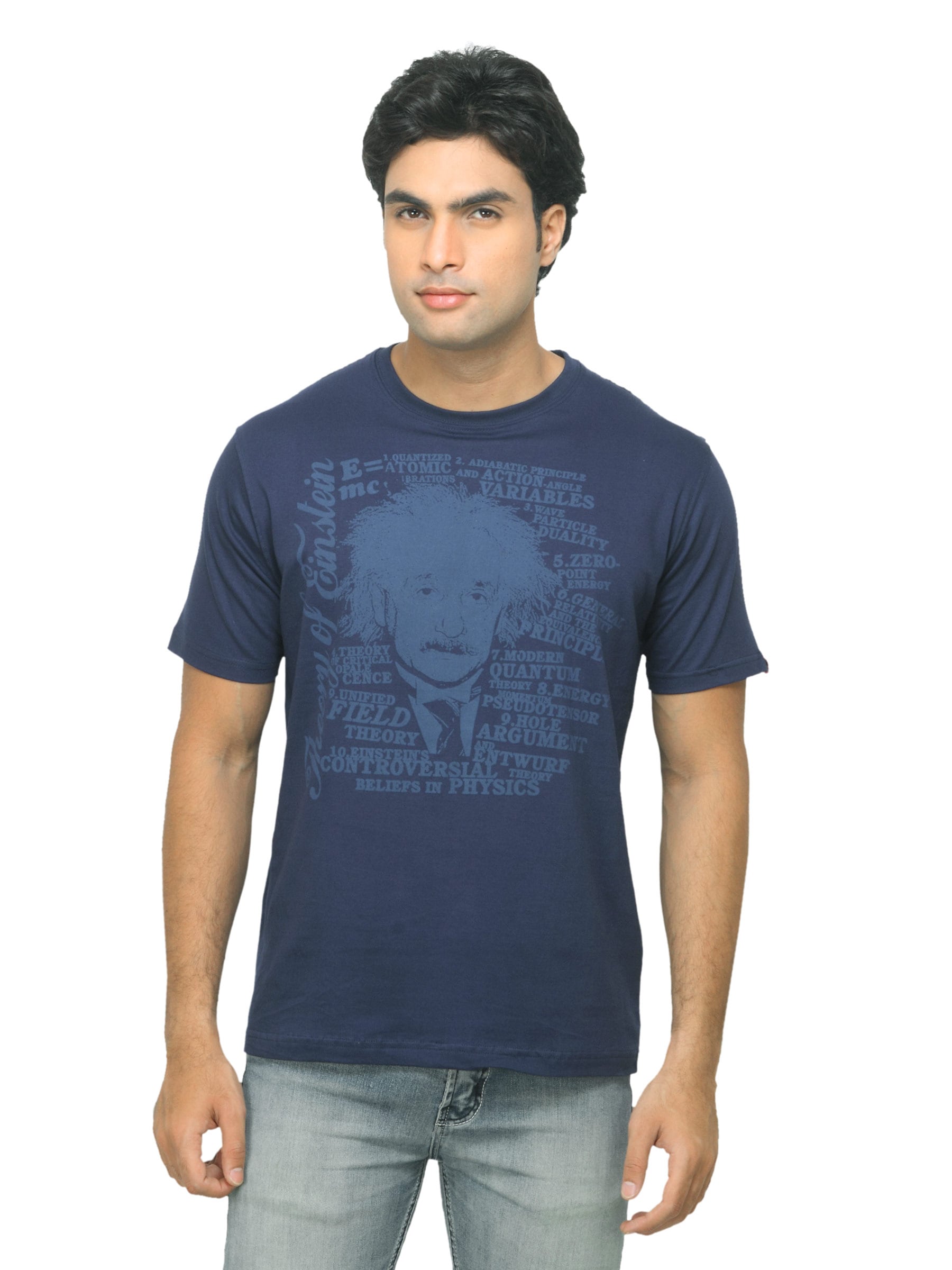 Probase Men Printed Navy Blue T-shirt