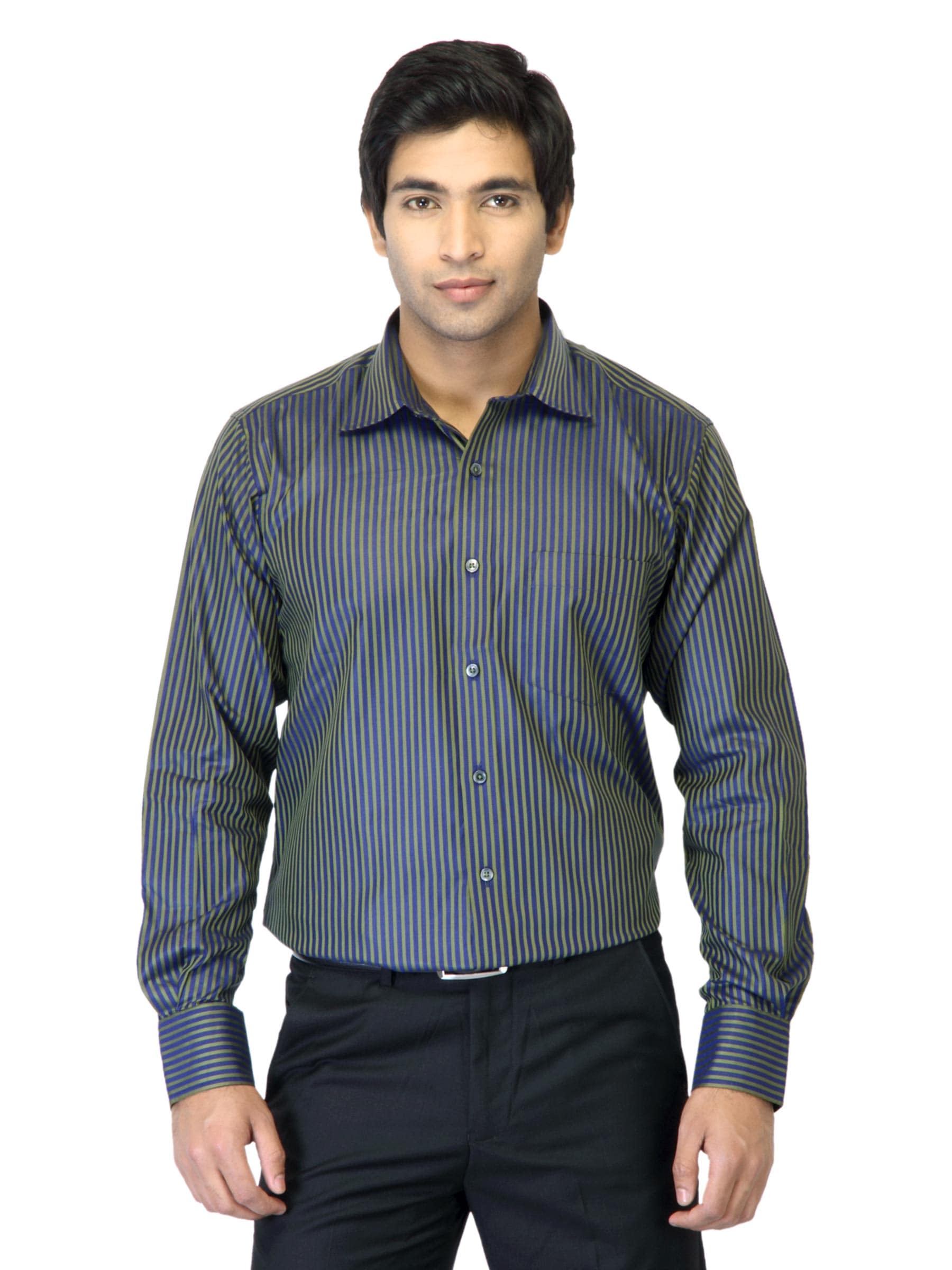 Genesis Men Striped Blue Shirt