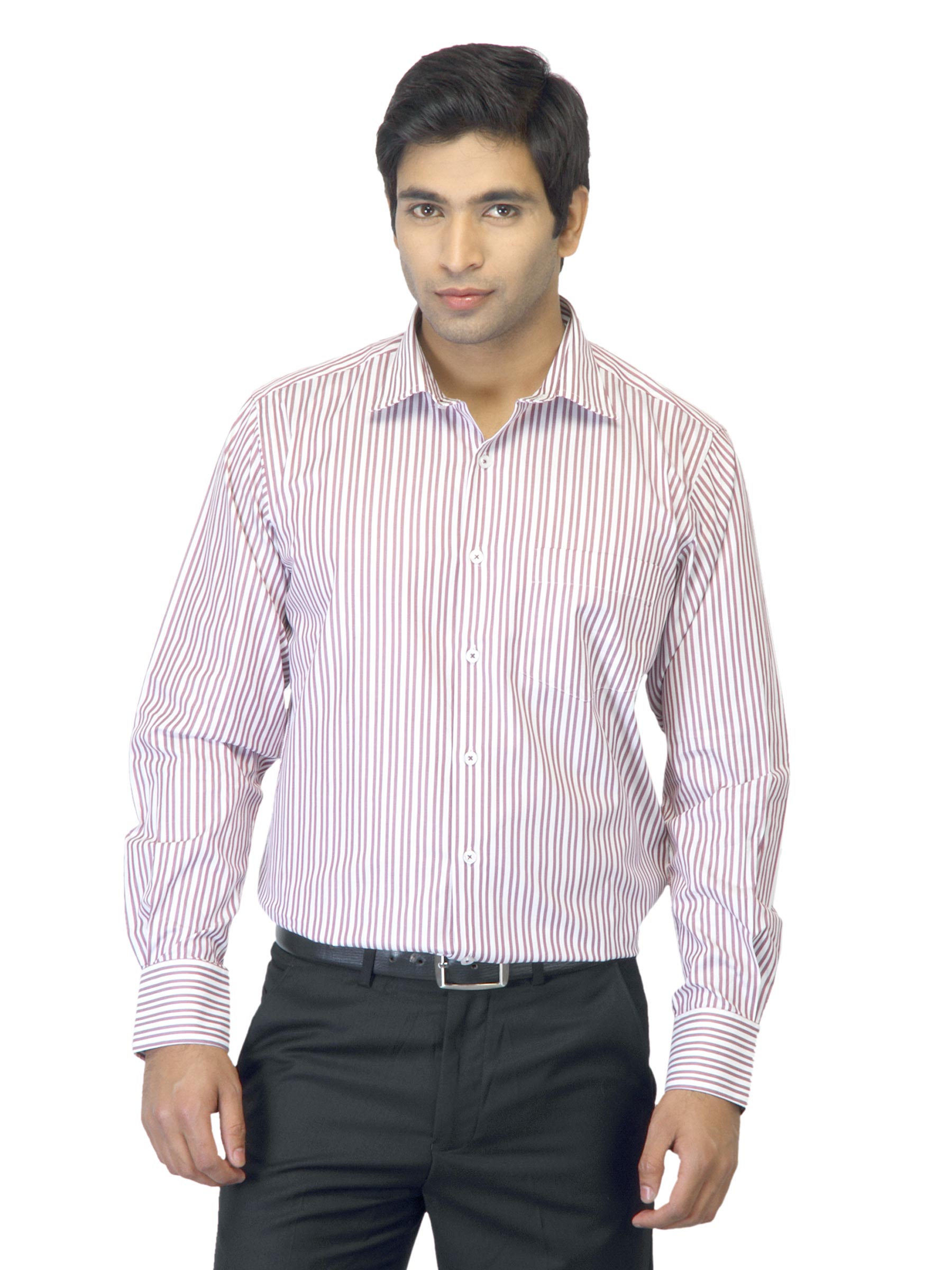 Genesis Men Striped Maroon Shirt