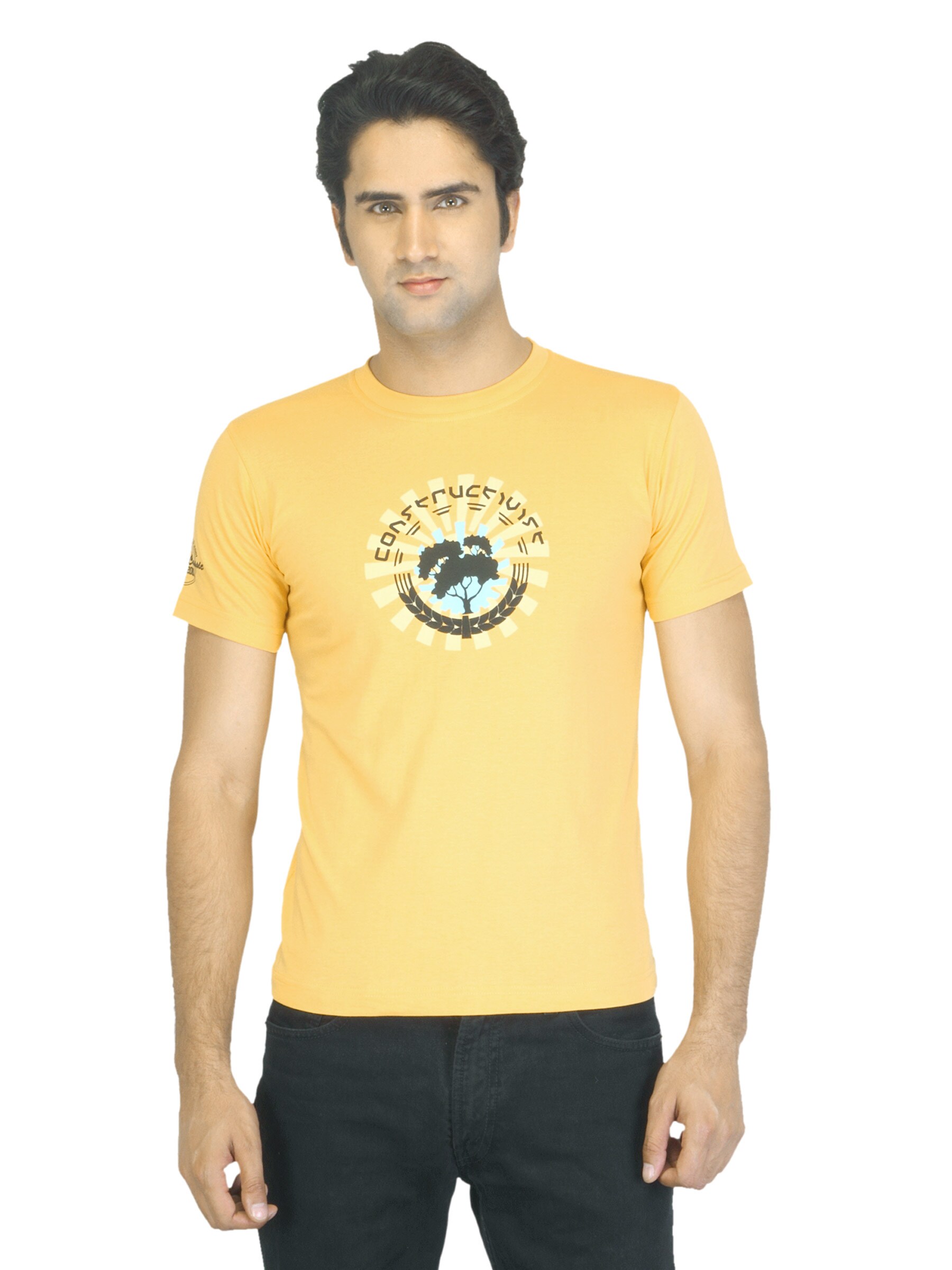 Classic Polo Men Printed Yellow T-shirt