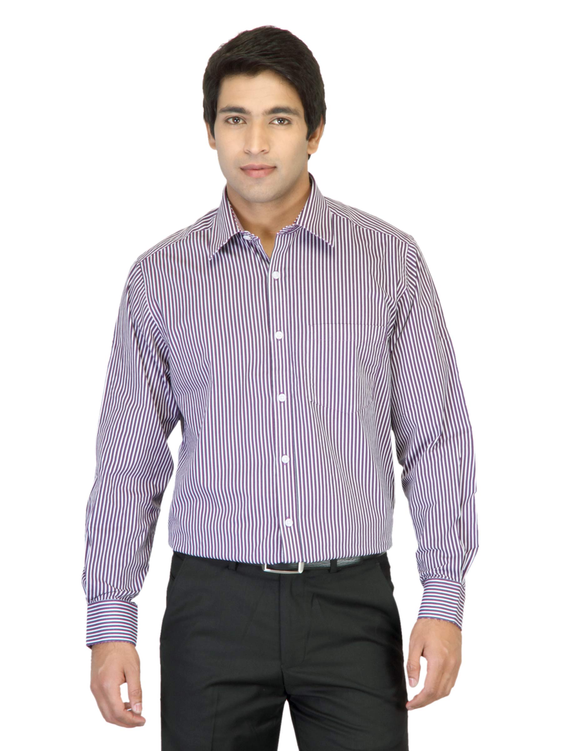 Indigo Nation Men Striped Purple Shirt