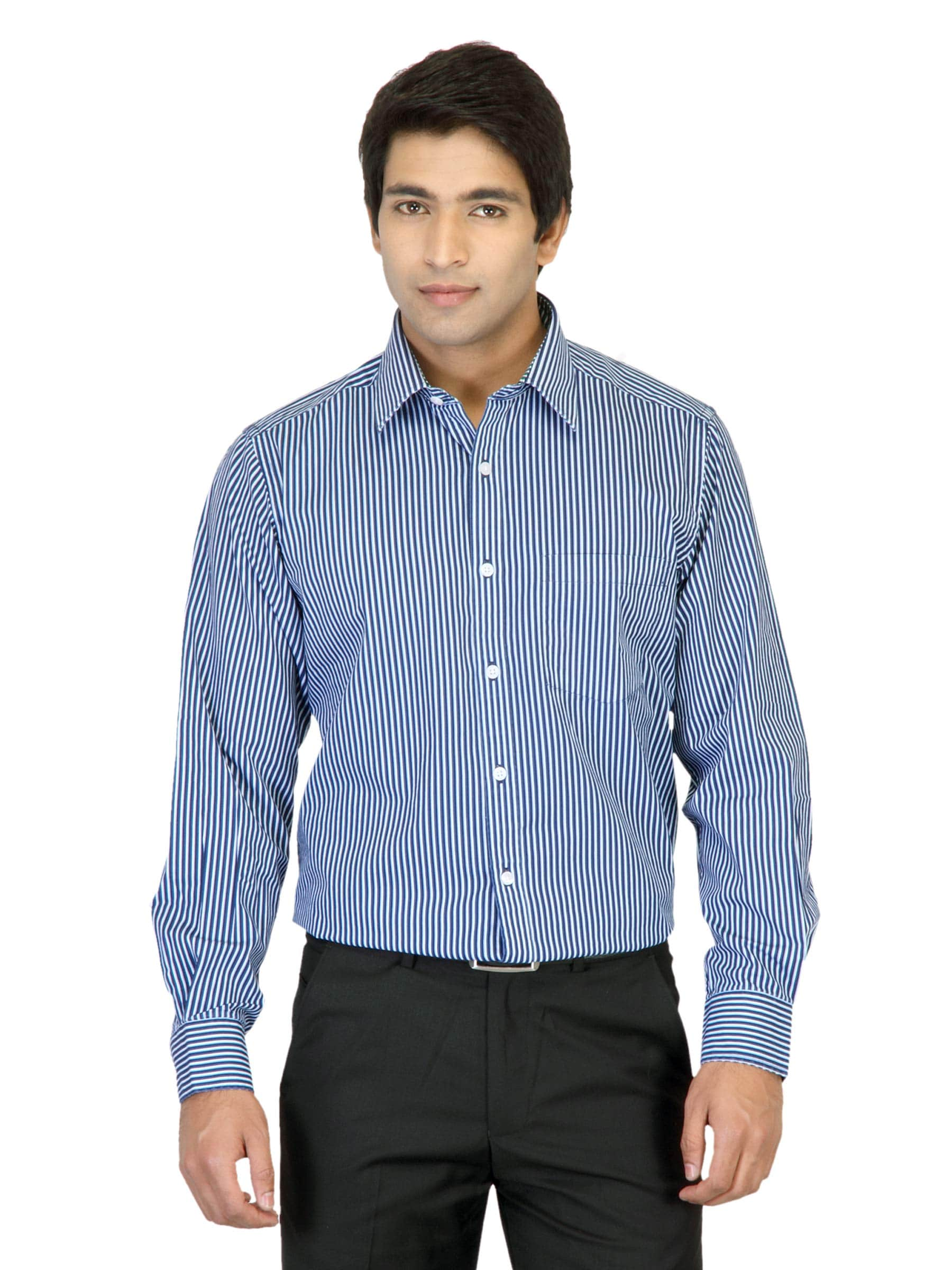 Indigo Nation Men Striped Blue Shirt