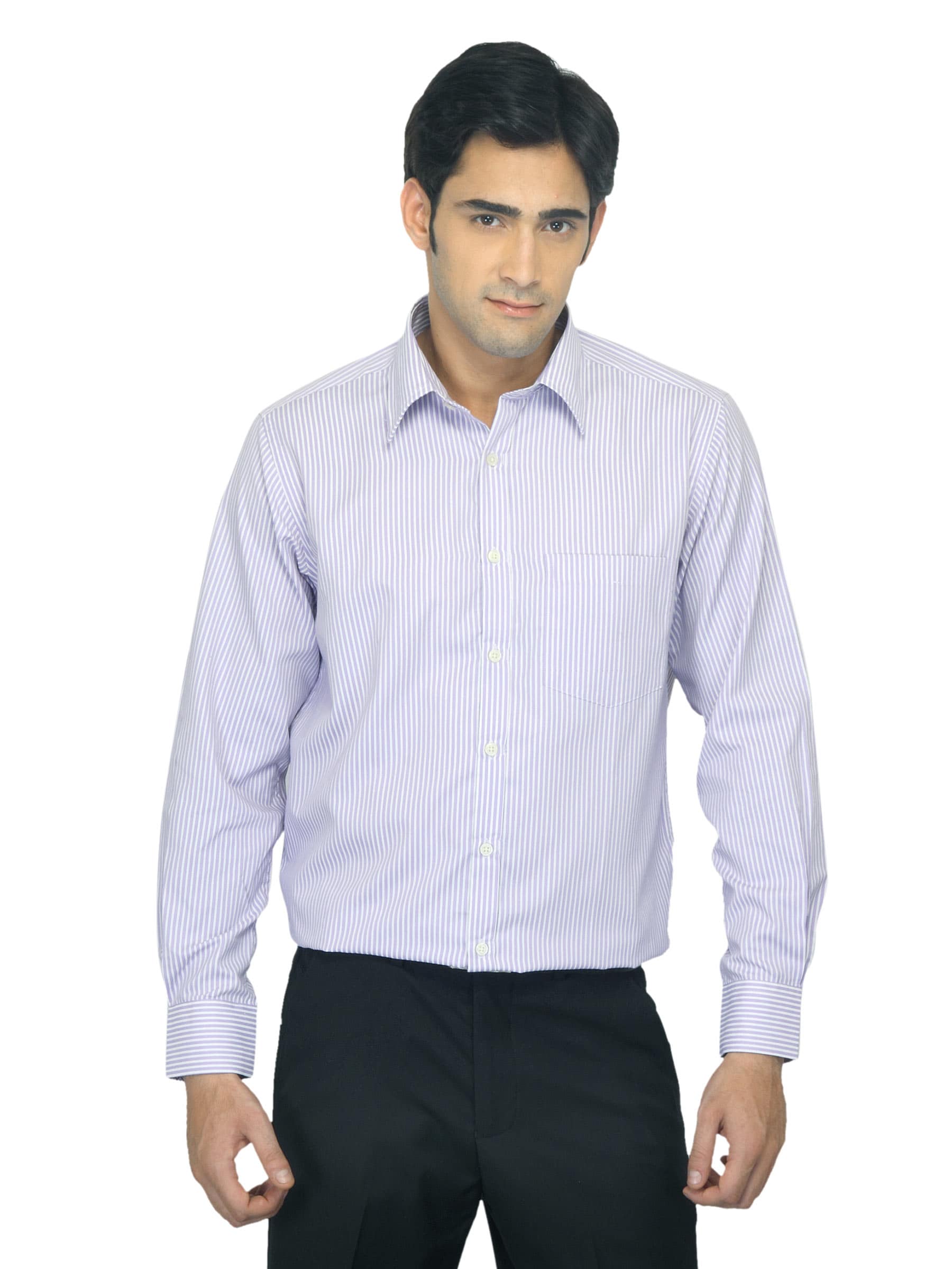 Indigo Nation Men Striped Lavender Shirt