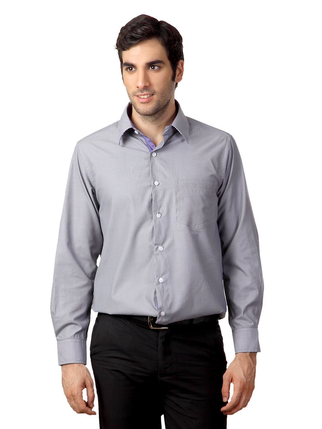 Indigo Nation Men Grey Striped Shirt