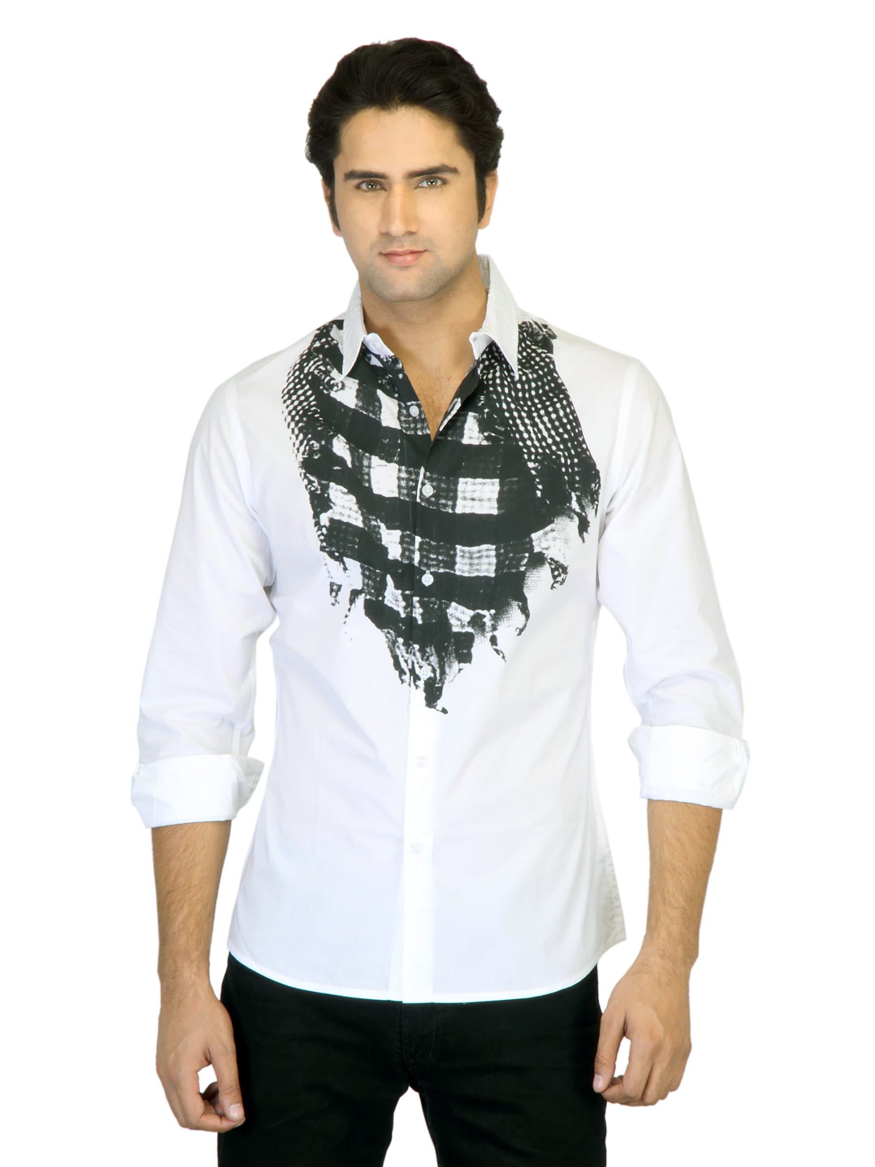 Indigo Nation Men Printed White Shirt