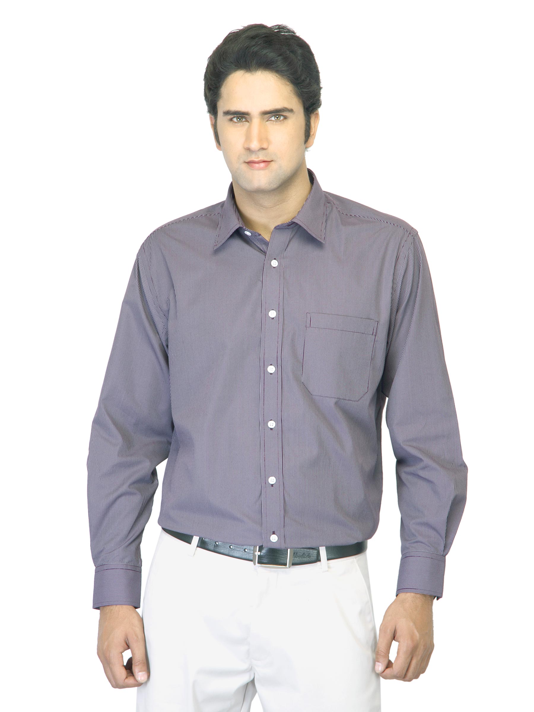 John Miller Men Striped Purple Shirt