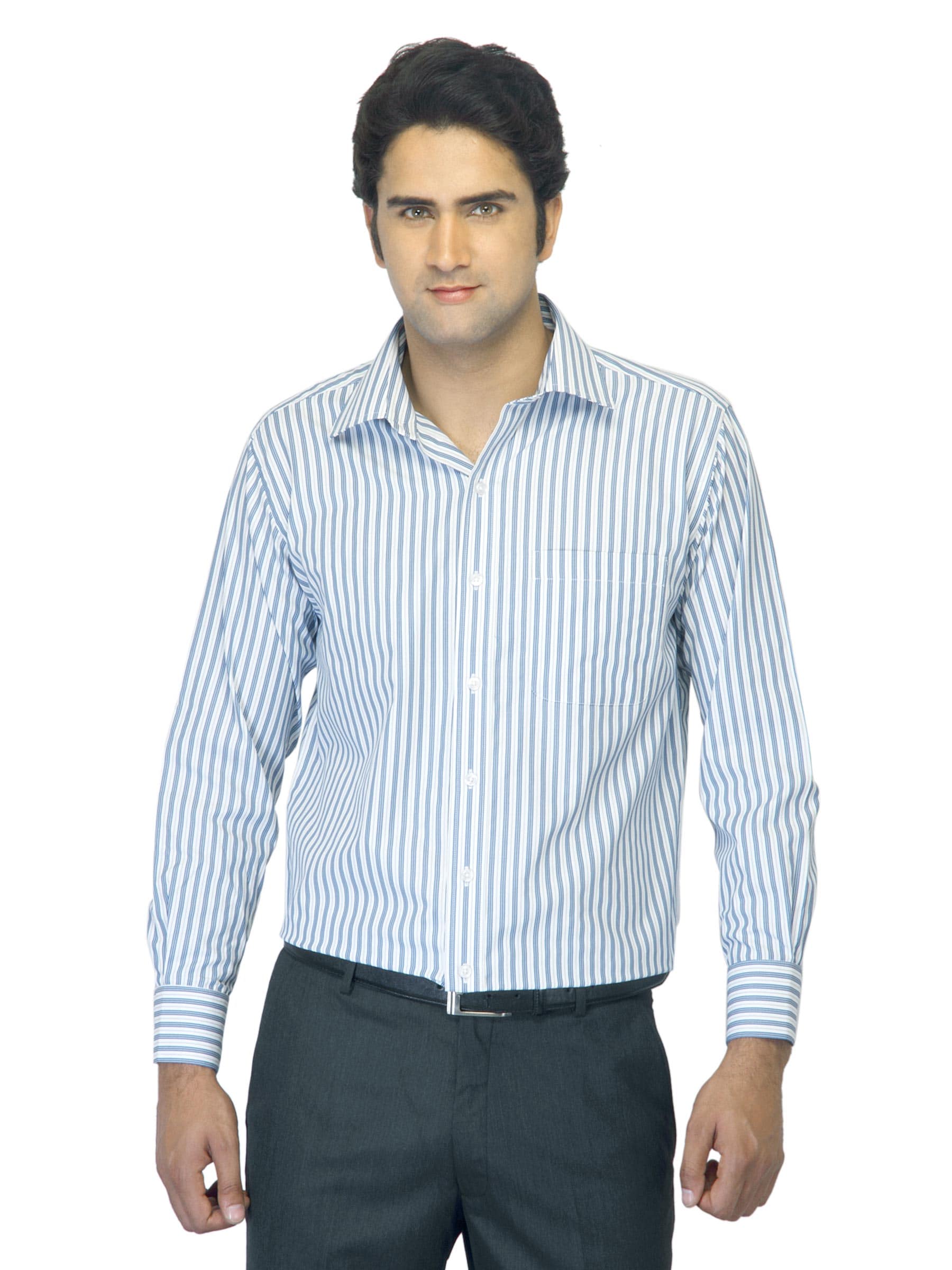 John Miller Men Striped Blue Shirt